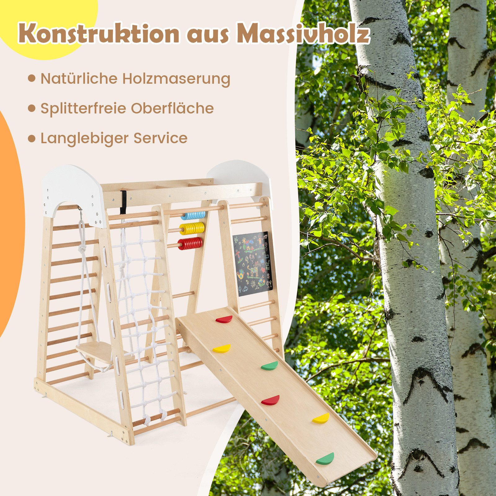 COSTWAY Klettergerüst, 8in1 Kletterdreieck & Kletternetz, Kinder Spielplatz