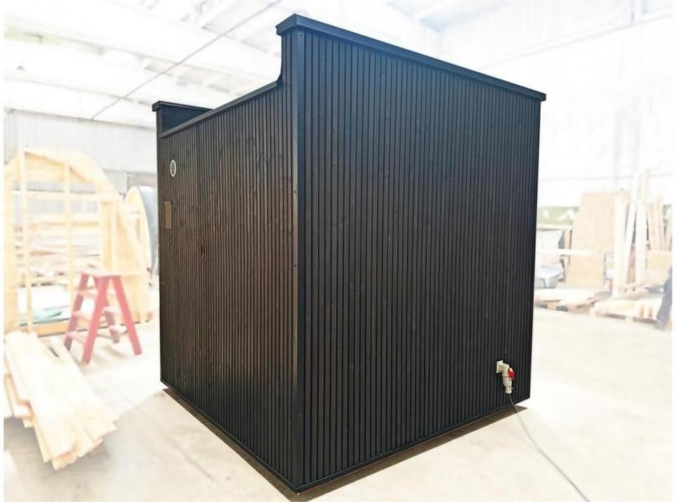 JVmoebel Saunahaus Moderne Holz Gartensauna Panorama Außensauna in Braun, Made in Europe