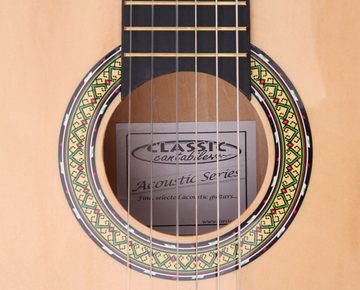 Gitarrenset Acoustic Series AS-851-L Klassikgitarre für Linkshänder Starter-SET (Konzertgitarre, Bag/Tasche, Schule, Plektren, Saiten, Stimmpfeife) natur 1/2