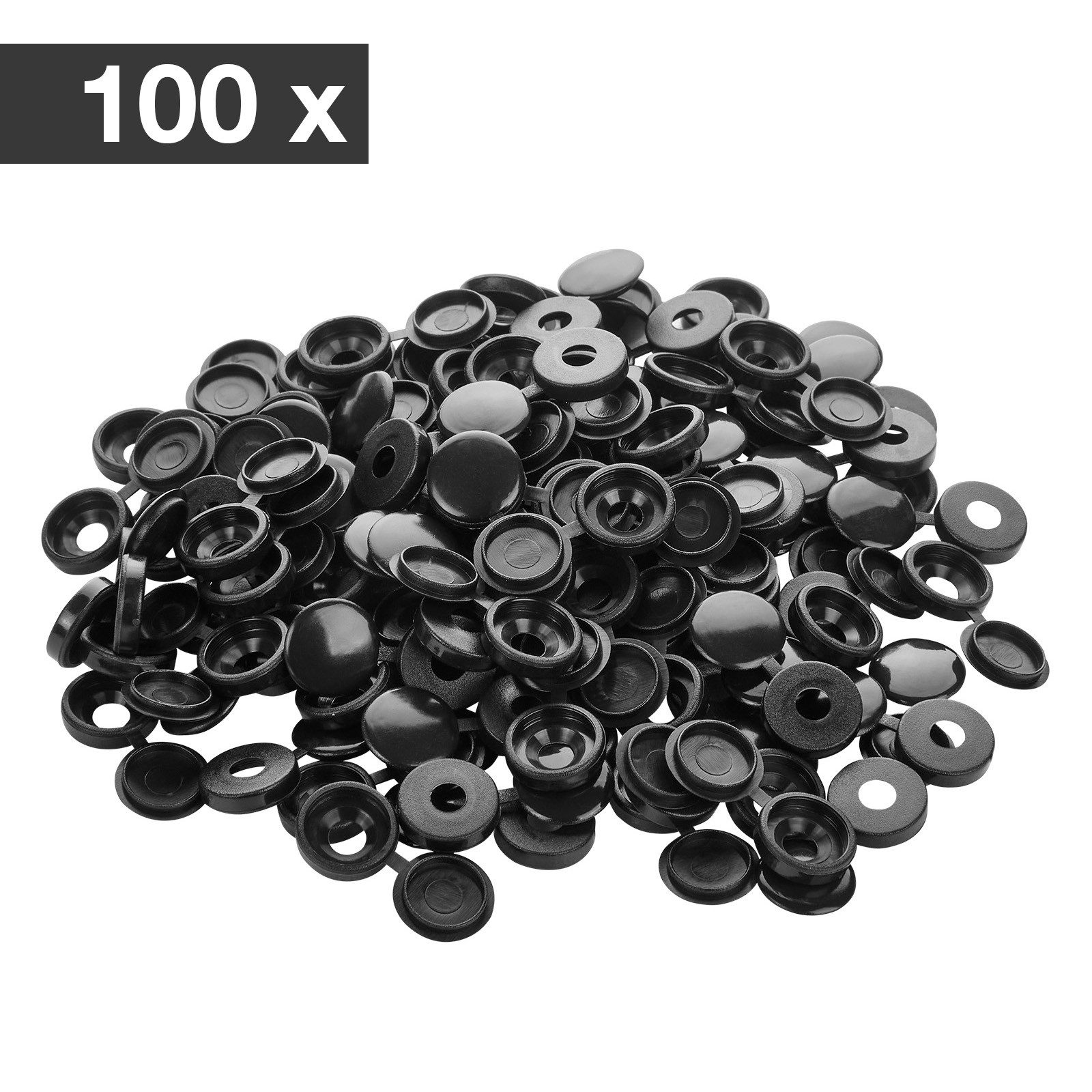 SO-TECH® Abdeckkappe Ø 13,3 x 3,5 mm für Senkkopf-Schrauben bis Ø 8,5 mm Kopf-Ø, (100-St), schwarze Schutzkappen ideal für Möbel, Regale, Beschläge