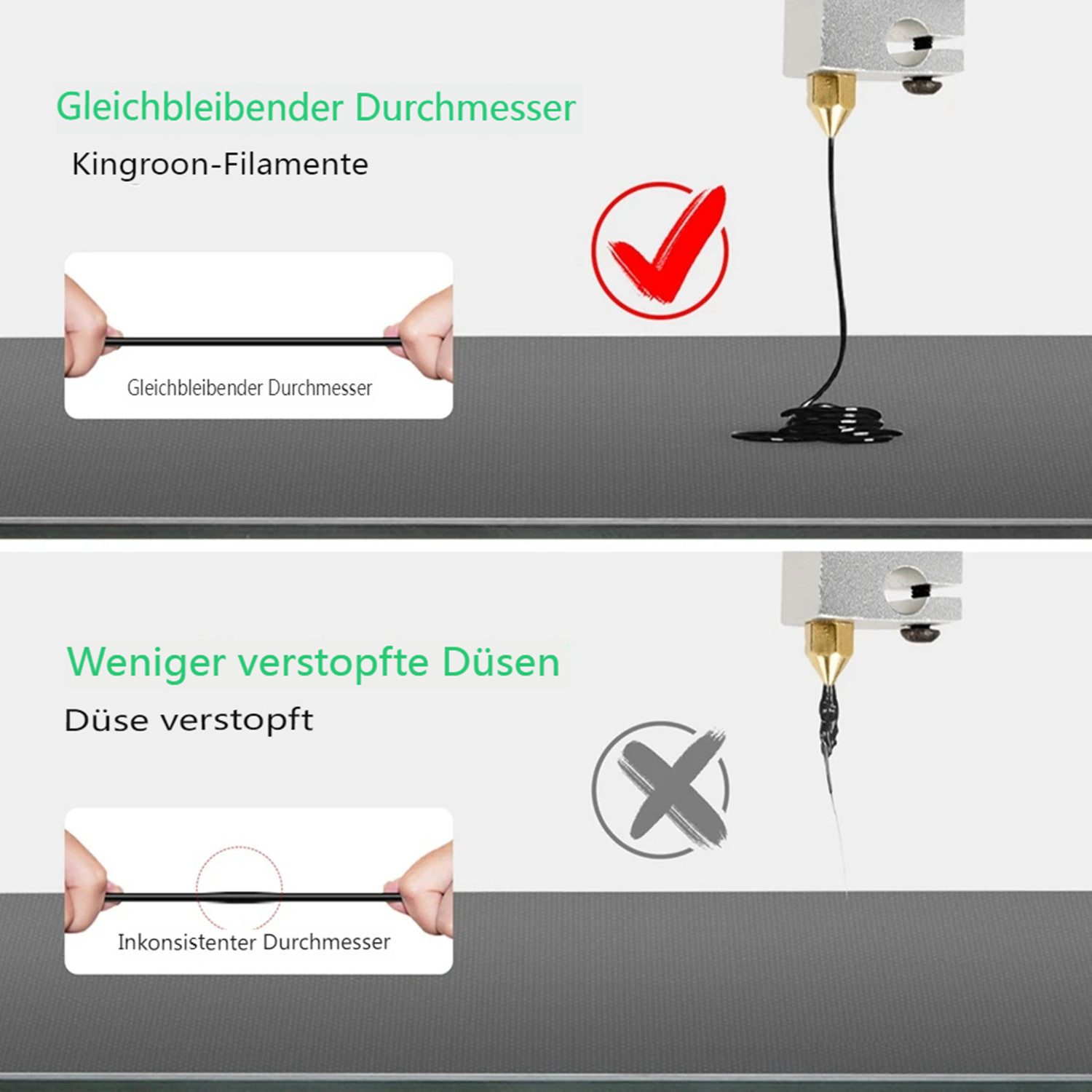 KINGROON Filament 3D-Drucker Filament PLA 1,75mm 10kg Mixfarben, 1kg/Rolle, Blasenfrei, Hitzbeständig 3D-Druckmaterialien