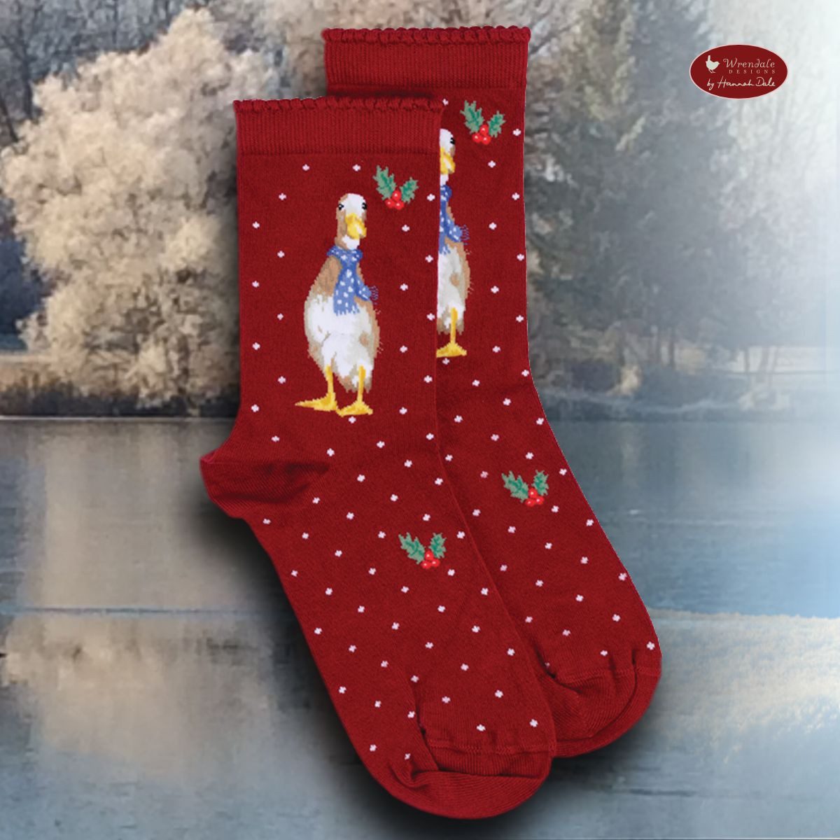 Wrendale Freizeitsocken Wrendale Designs Damen Socken Ente Christmas Scarves (Paar)