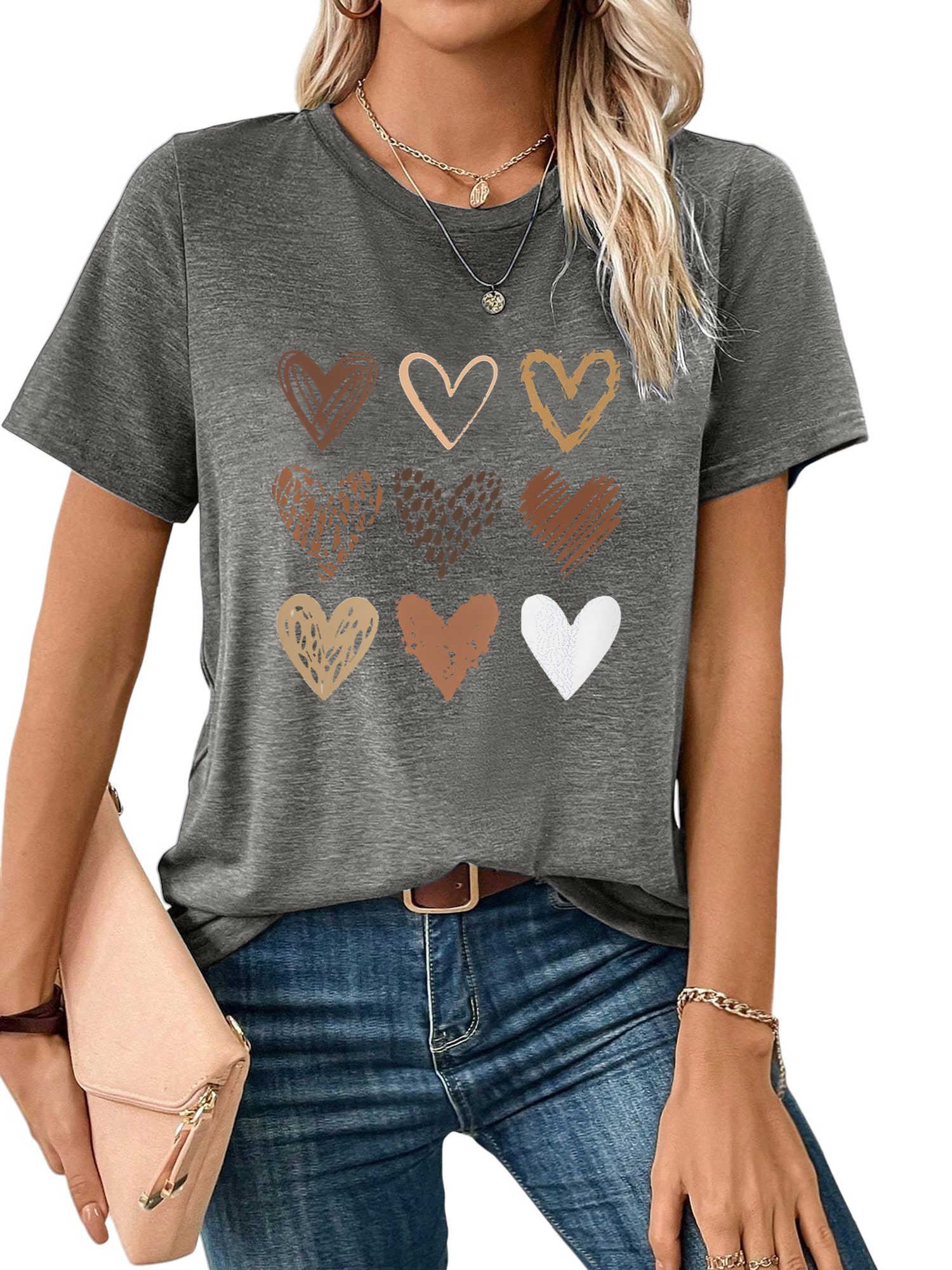 PYL Print-Shirt Bequemes Shirt Damen Kurzarm günstig online kaufen