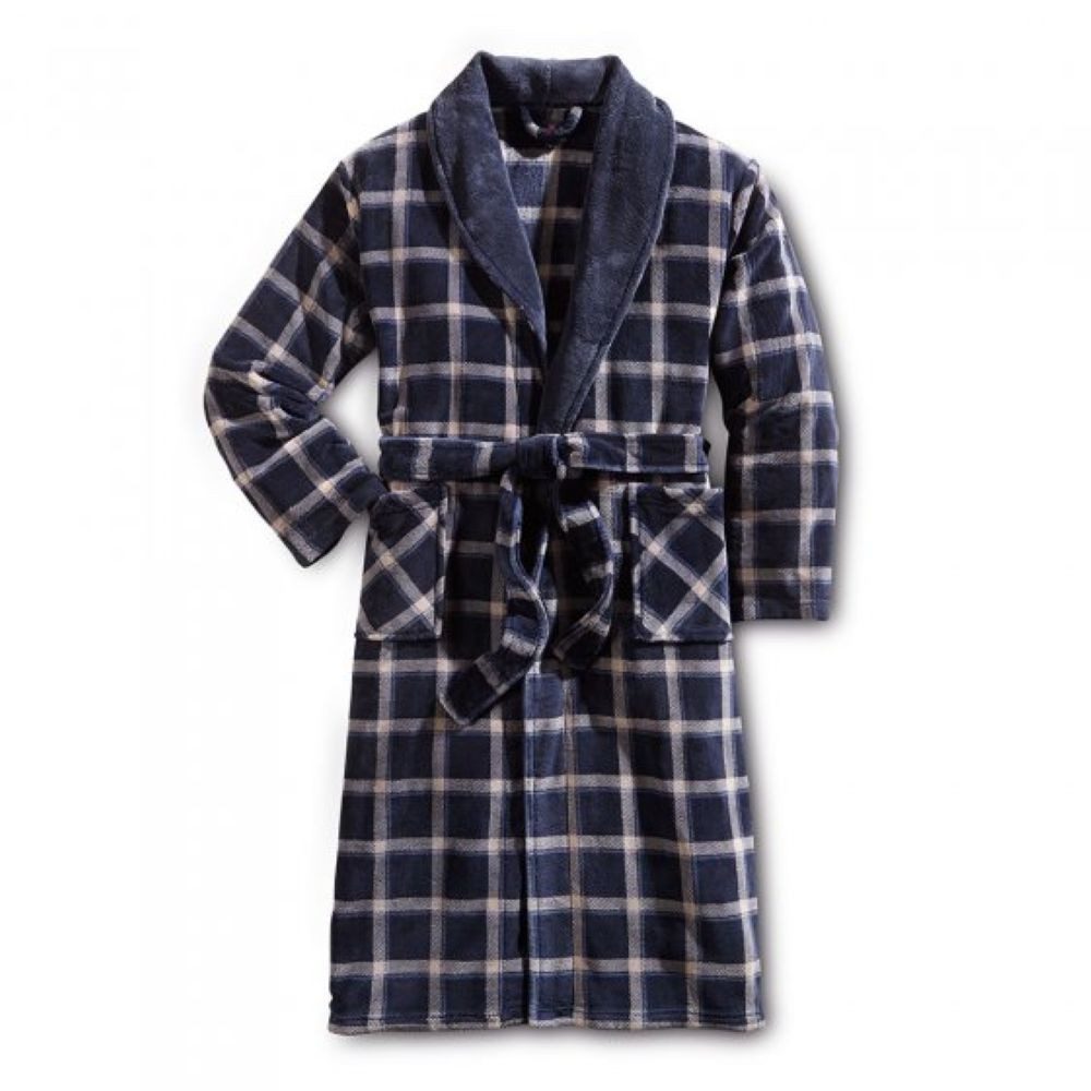 Rick Armand Herrenbademantel, L, Fleece, Klappkragen, ohne