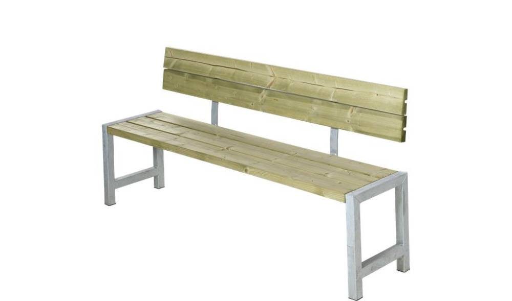 PLUS Bank Plus Plankenbank 176 x 38 x 81 cm mit Rückenlehne, Witterungsbeständig