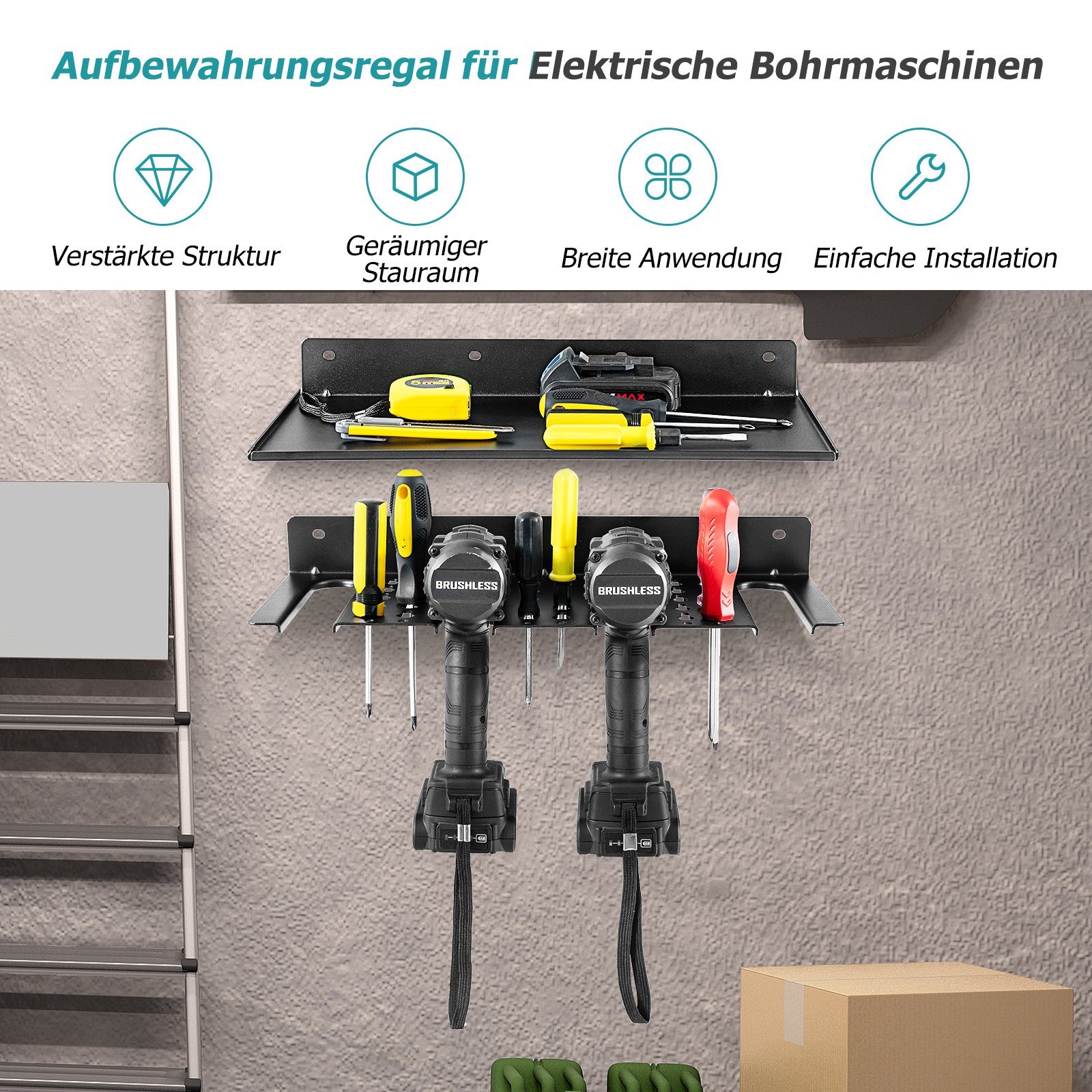 COSTWAY Lochwand Werkzeugregal, für Elektrobohrer