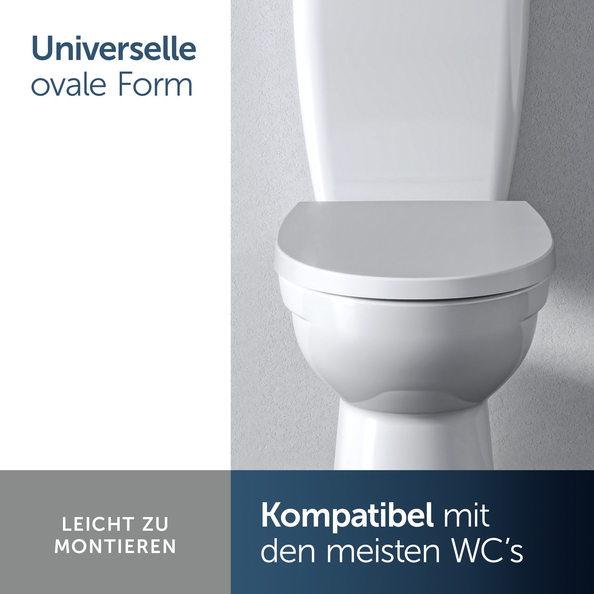Ideal Standard WC-Sitz Universal ovaler WC-Sitz, WC-Sitz abgerundet mit langsamer Schließung, Antibakteriell