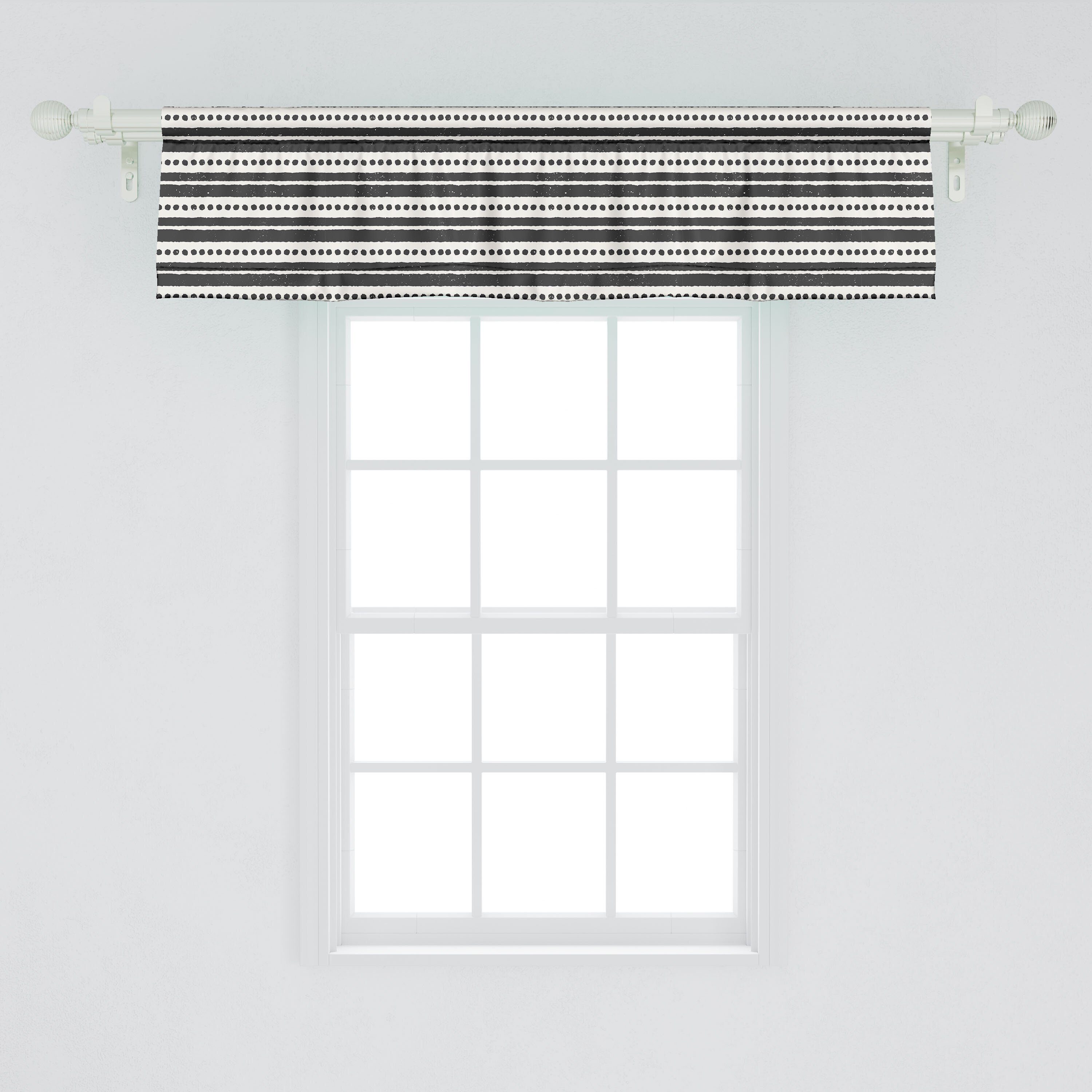 Scheibengardine Vorhang Volant für Küche Grunge Stangentasche, mit und Punkte Microfaser, Streifen Abstrakt Abakuhaus, Dekor Schlafzimmer