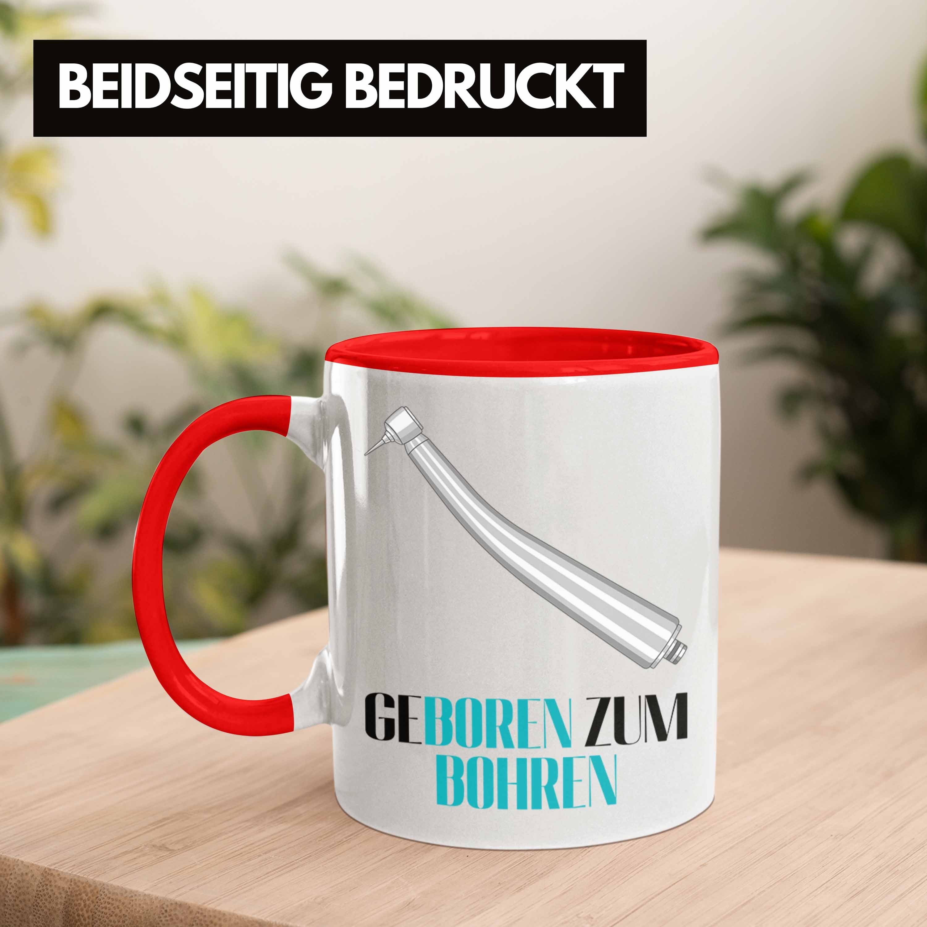 Zahnarzthelferin Zahntechniker Geboren Tasse Zahnarzt - Lustig Zahnmedizinische Praxis Tasse Zahnärztin Fachangestellte Zum Trendation Bohren Geschenkidee Trendation Geschenk Rot