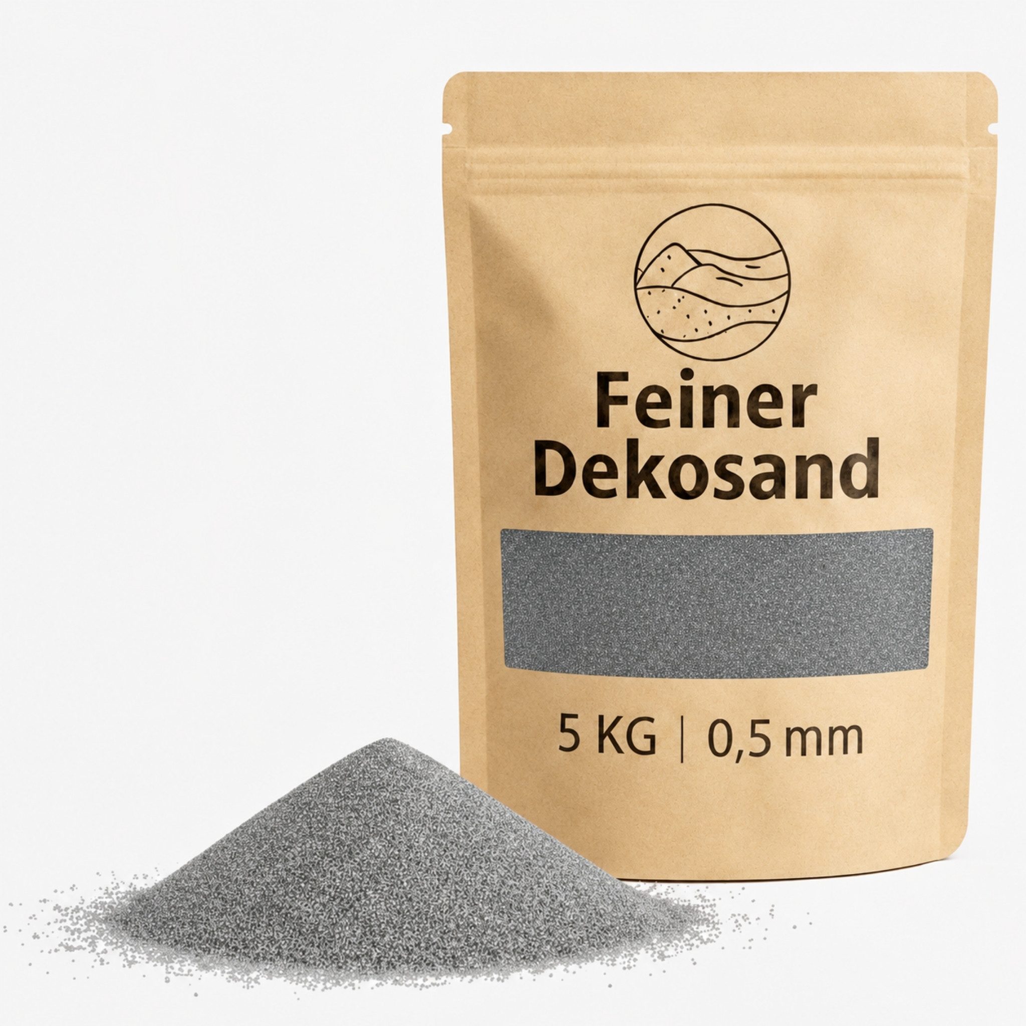 matches21 HOME & HOBBY Dekosand Deko-Sand hellgrau 5 kg für Vasen, Gläser & Streudeko (1-St), Bunter Farbsand als feiner Deko- & Bastelsand