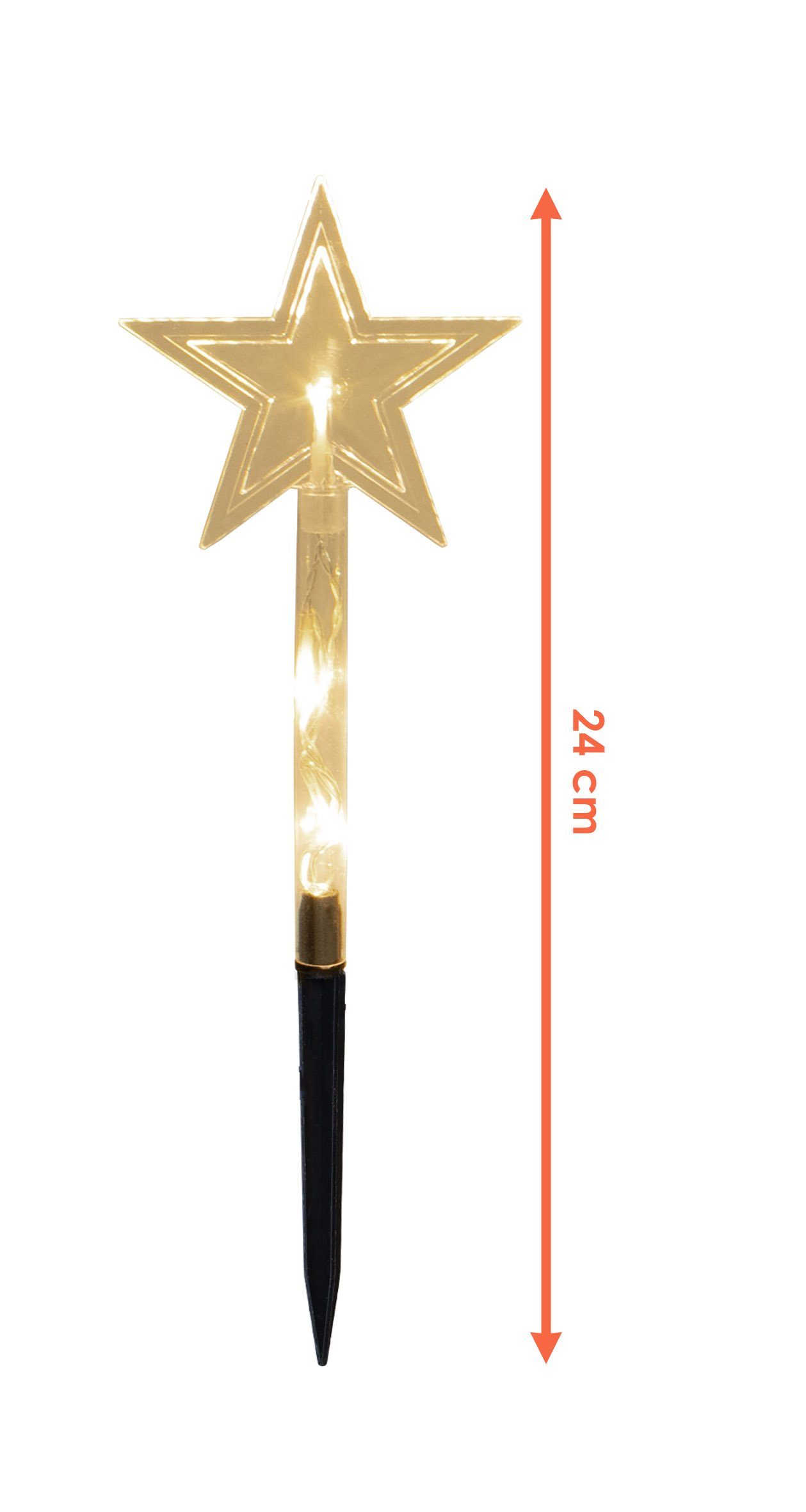 Spetebo LED Dekolicht Stern Gartenstecker transparent - 5 Stück - 24 cm, An günstig online kaufen