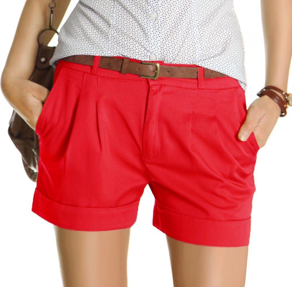 Hosen shorts, be styled Chino rot Damen j161p kurze Bundfalten Shorts