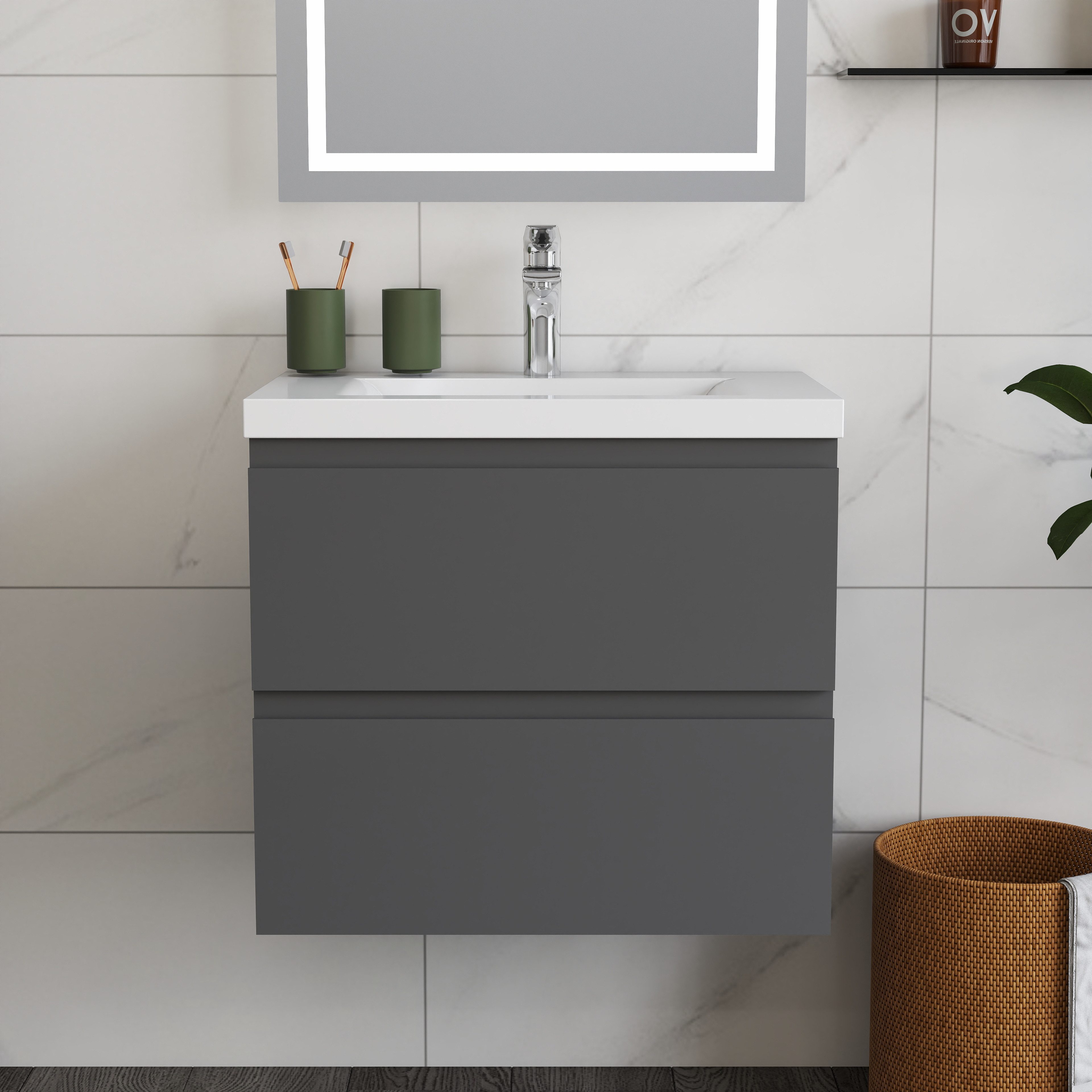 duschspa Waschtisch Waschbecken mit Unterschrank Badschrank Waschplatz Badmöbel Set, Matt, 50-120cm