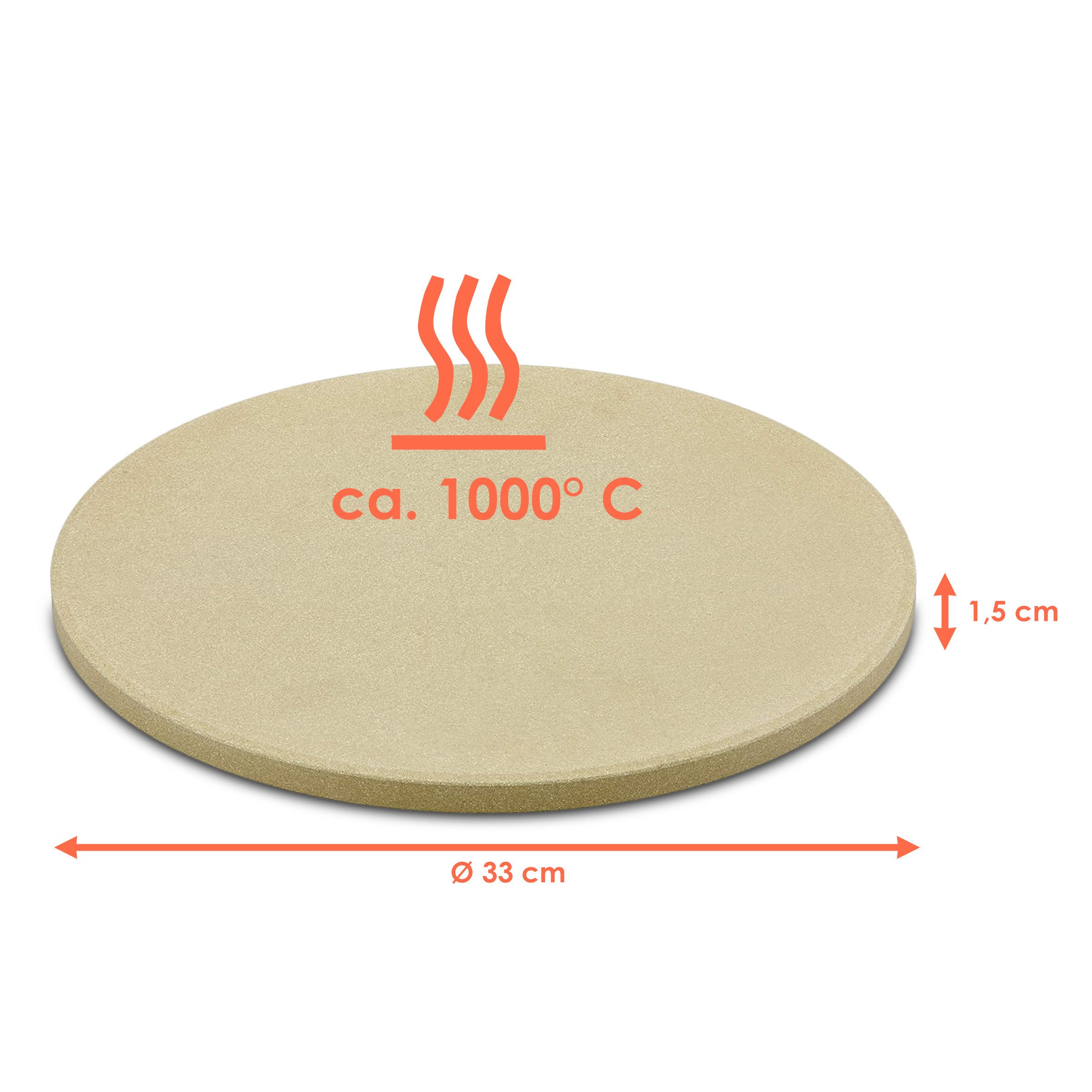RÖSLE Pizzastein Rösle Schamotte Pizzastein rund beige - 33 cm, Schamottestein, (Stück, 1-St., Pizzastein), Steinplatte lebensmittelecht für Grill und Ofen