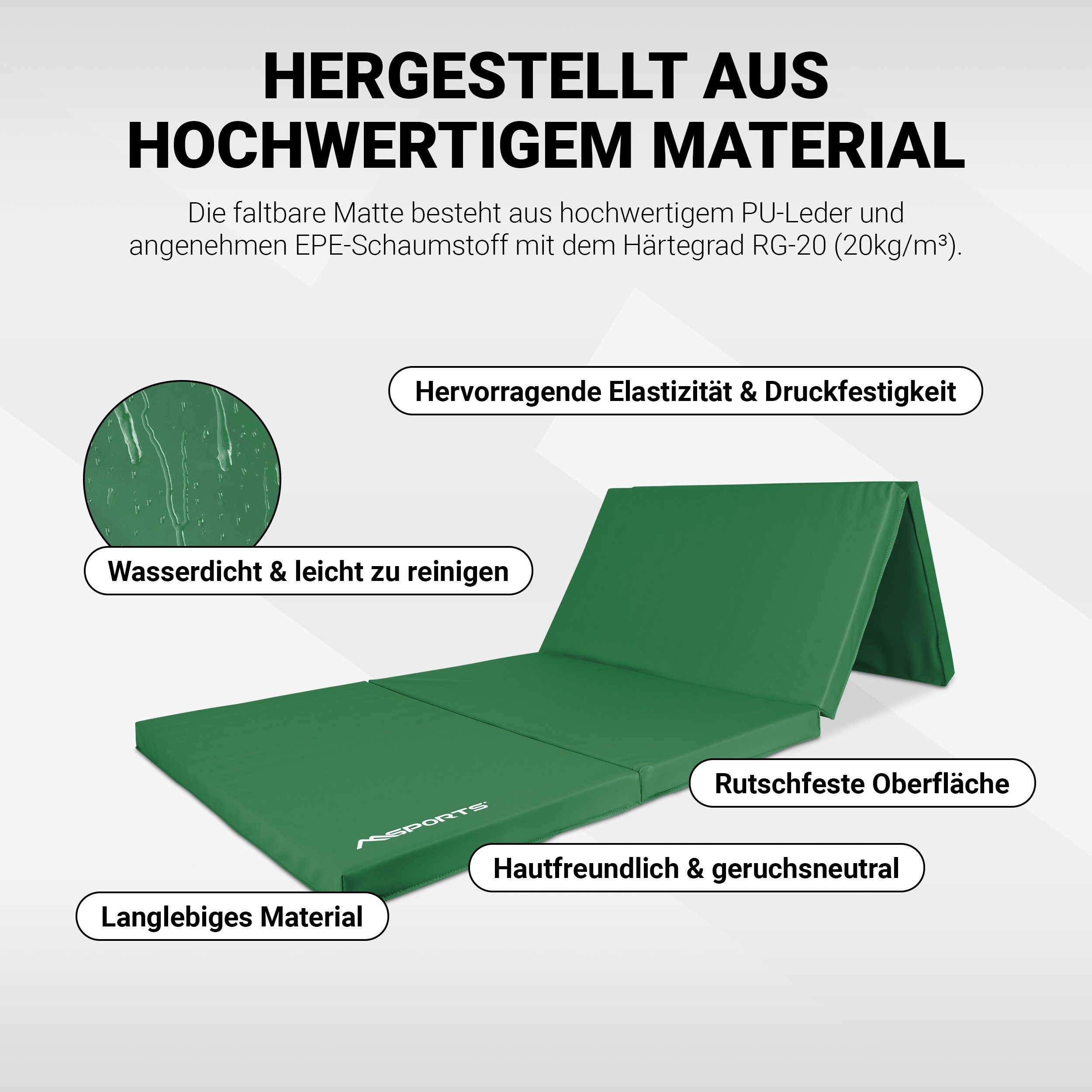 MSports® Turnmatte Turnmatte Premium klappbare Weichbodenmatte 190 x 80 x 5 cm