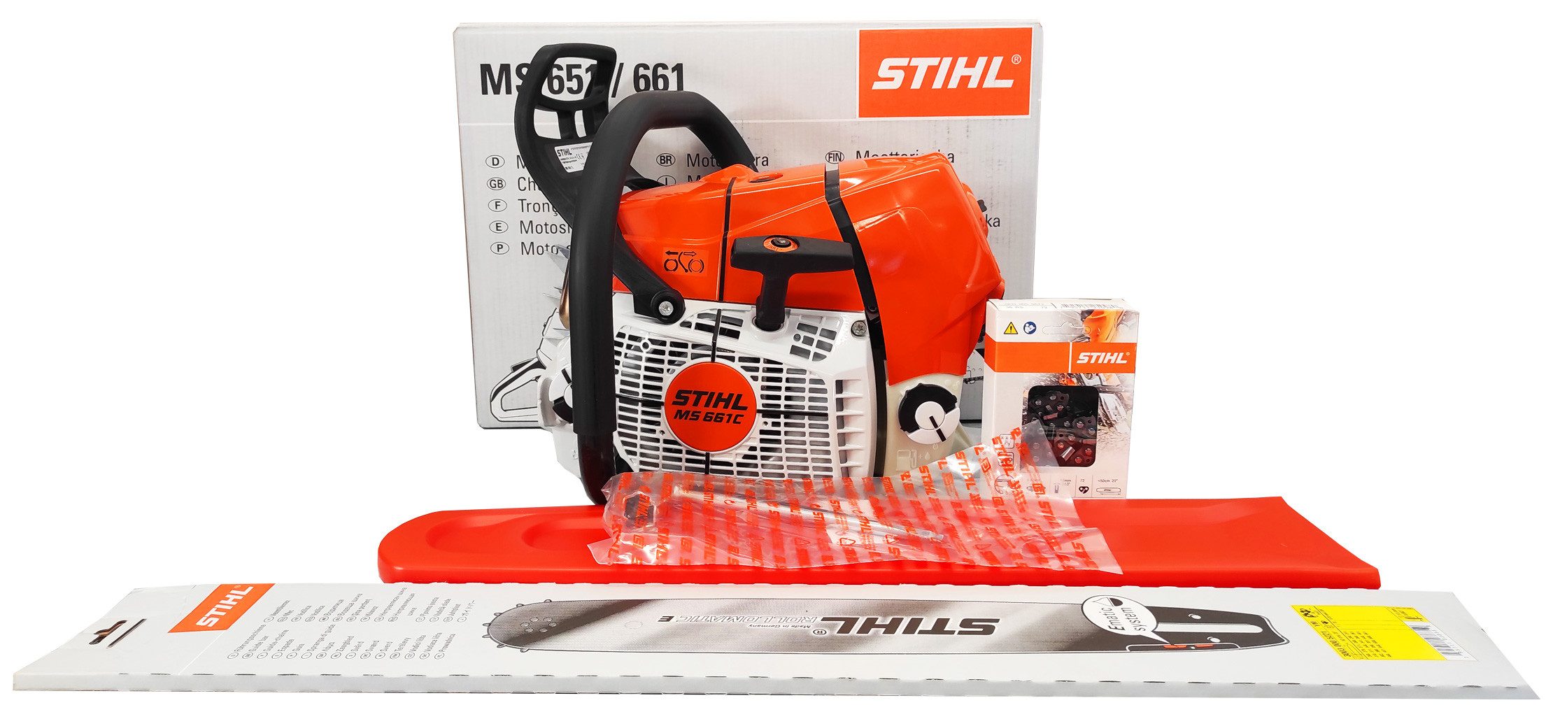 STIHL Benzin-Kettensäge MS 661 C-M Motorsäge, 50 cm, Mit Gratis Zusatzkette!, 3-tlg.