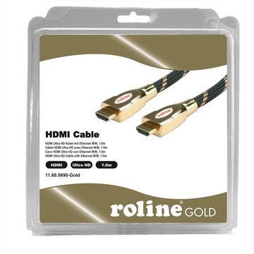 ROLINE GOLD HDMI Ultra HD Kabel mit Ethernet, ST/ST Audio- & Video-Kabel, HDMI Typ A Männlich (Stecker), HDMI Typ A Männlich (Stecker) (100.0 cm), Retail Blister