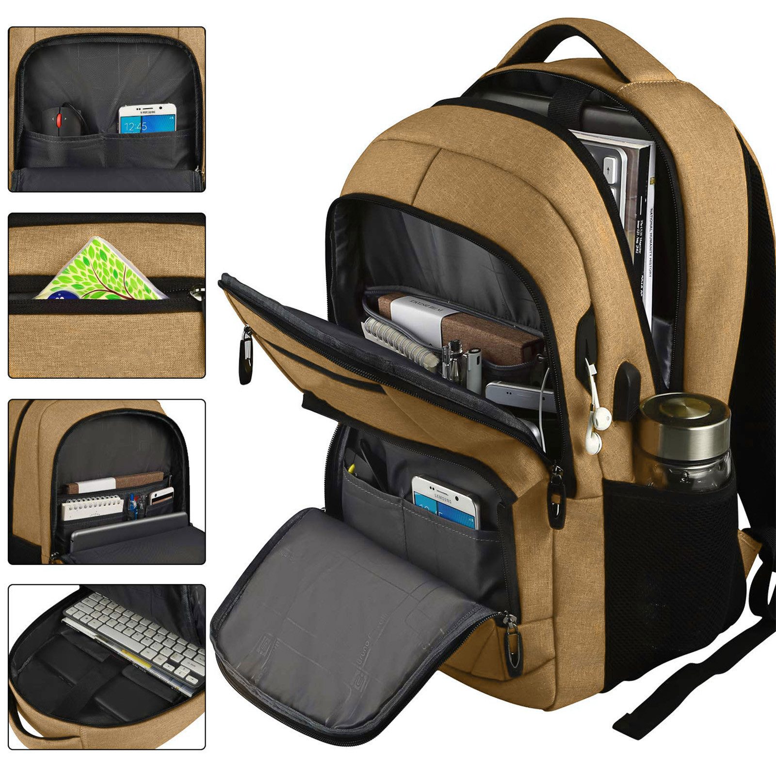 OKWISH Laptoprucksack Laptop Rucksäcke Schulrucksack Wasserbeständig Laptoptasche (Uni Tasche Businessrucksack Sportrucksack, Anti-Diebstahl, Backpack mit Laptopfach, mit USB-Anschluss), Herren Damen Jungen Teenager Arbeit Business Freizeit Reisen