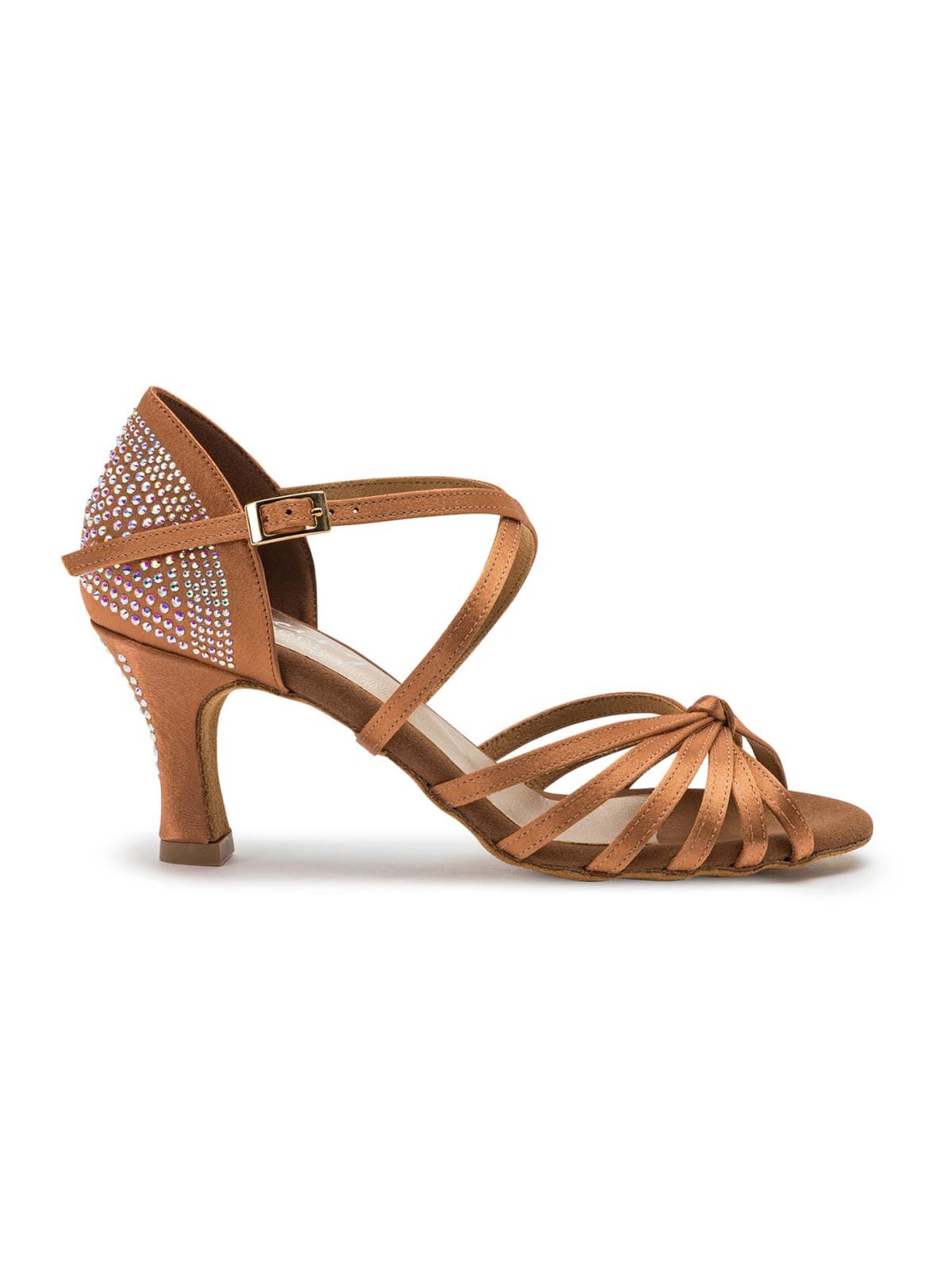 Dancing Queens Elation Accent Show-Tanzschuhe Satin Strass mit flexibler Sohle Sandalette Absatz 7.0 cm