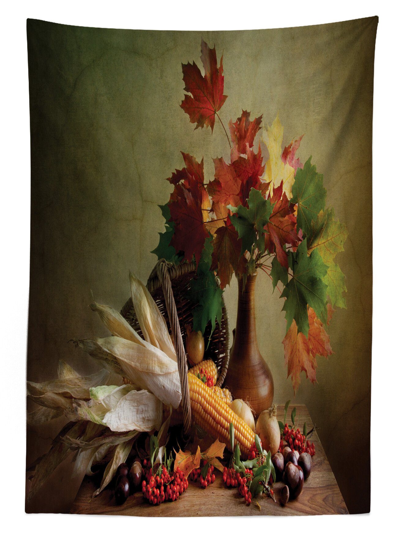 Waschbar Tischdecke Farbfest Bereich Fall-Gemüse-Blätter den Farben, Klare Für Abakuhaus geeignet Außen Ernte