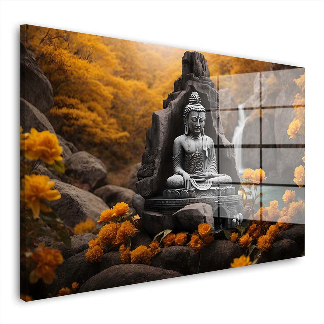 Artedinoi Acrylglasbild Buddha in der Natur Acrylglas Wandbild Bild Wanddeko Wohnzimmer XL