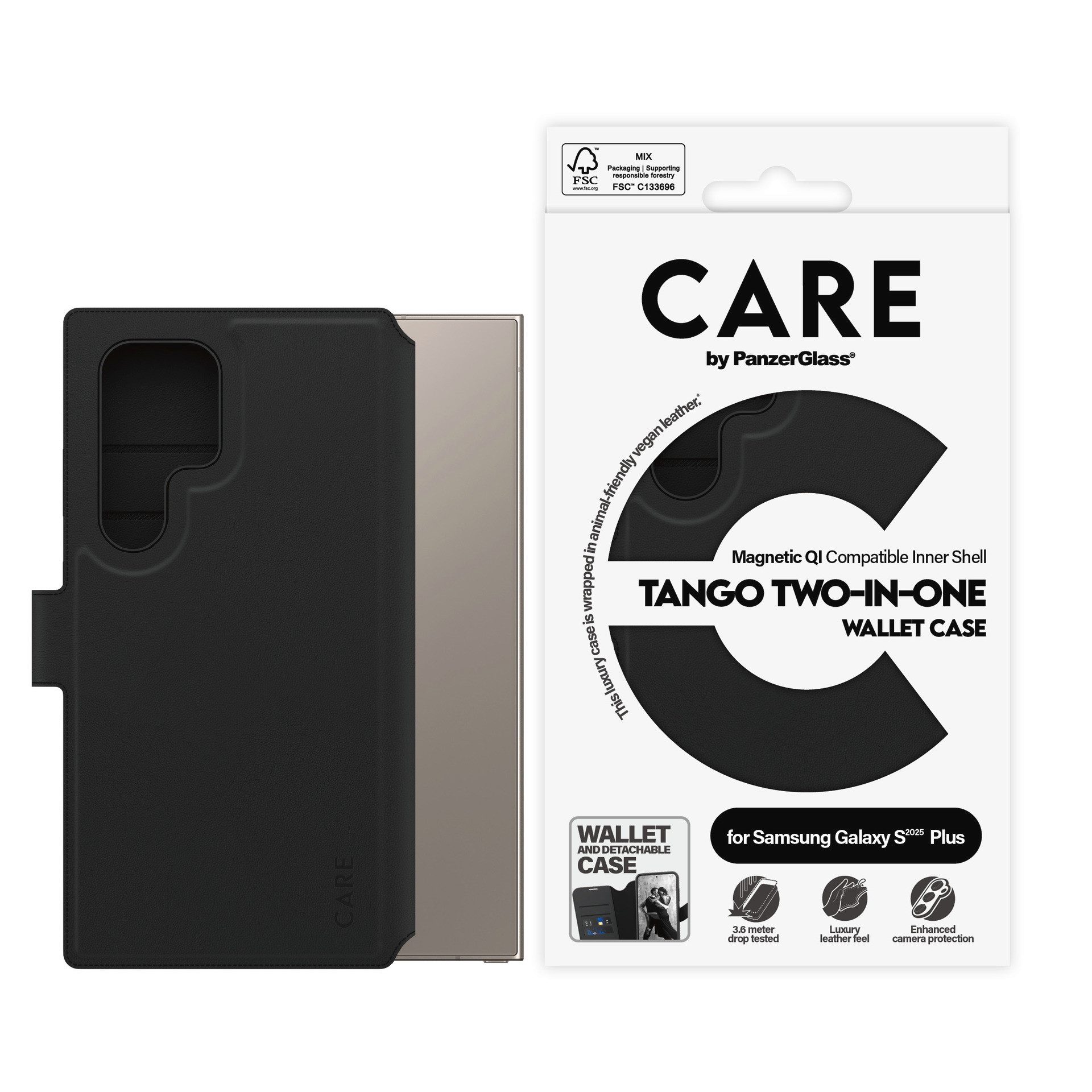 CARE by PanzerGlass Handyhülle Magnetic QI Tango Two-in-One Wallet Case für Samsung Galaxy S25 Ultra, Backcover, Schutzhülle, Handyschutzhülle, Case, Schutzcase, stoßfest