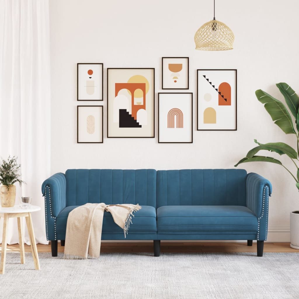 vidaXL Sofa Sofa 3-Sitzer Blau Samt günstig online kaufen