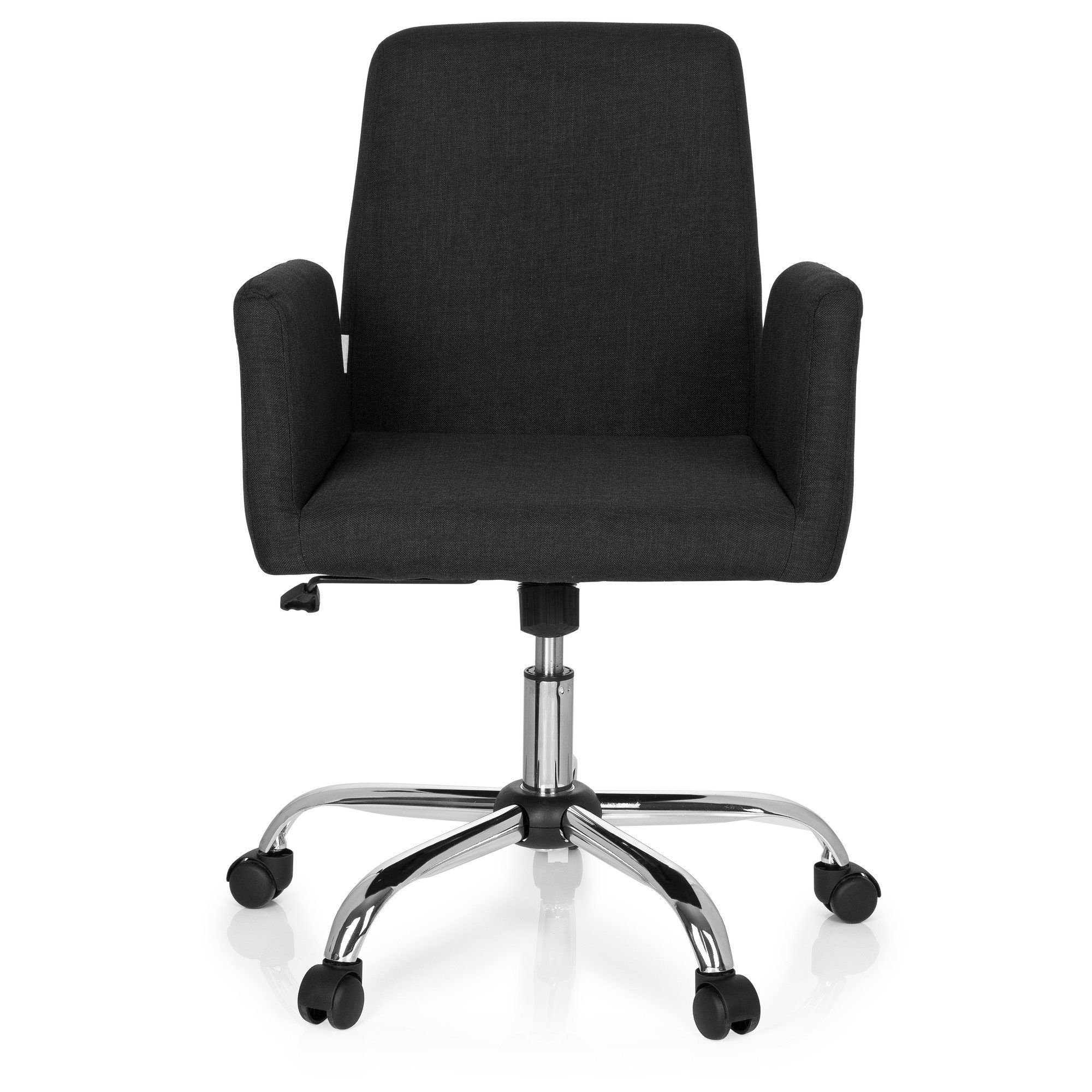 OFFICE ergonomisch (1 Schreibtischstuhl Schwarz St), hjh Armlehnen Drehstuhl mit Office Bürostuhl FLOW Home Stoff