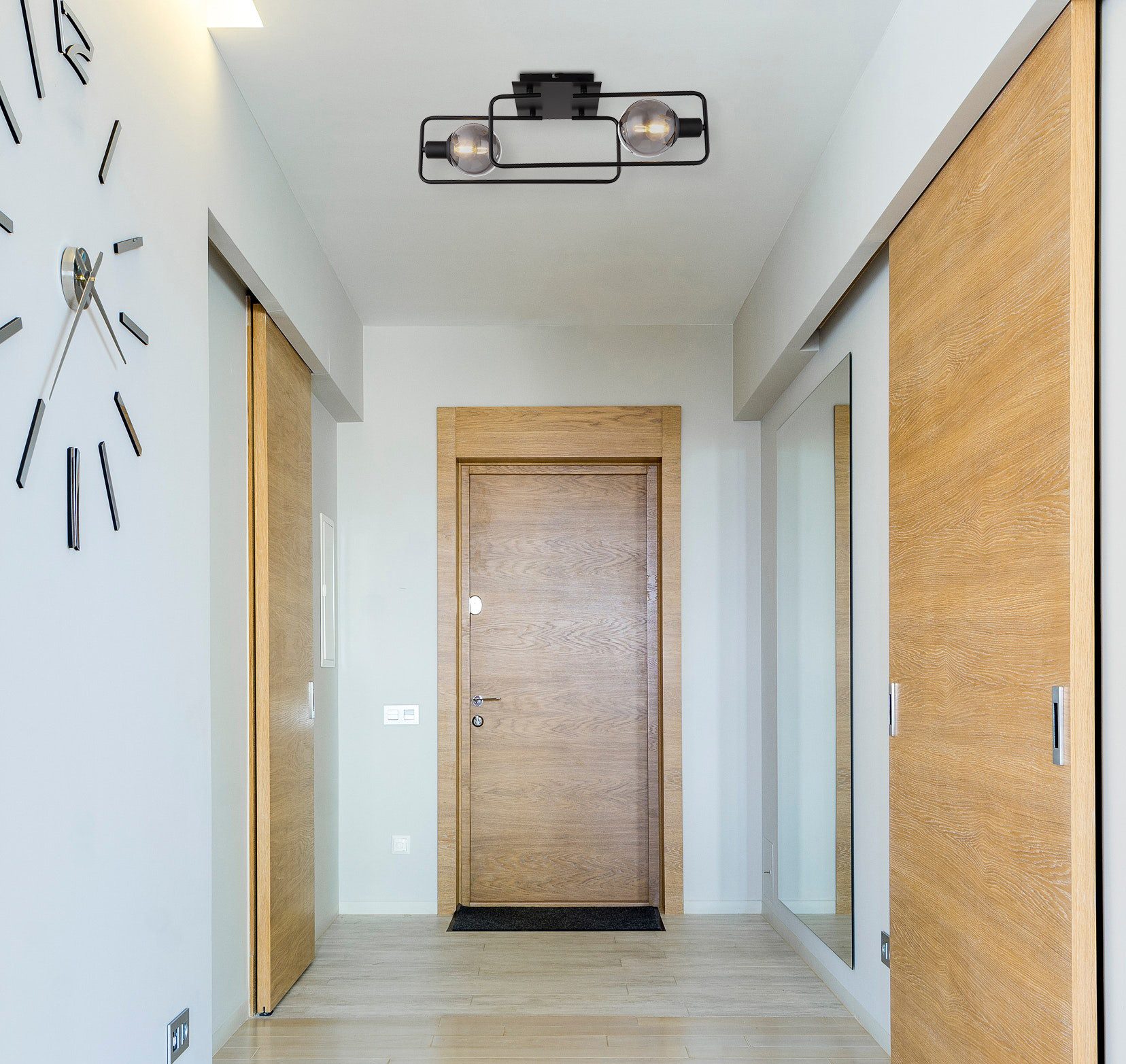 GLOBO LIGHTING Deckenleuchte BLAMA, ohne Leuchtmittel, Deckenlampe/Glas rauchfarben/LxBxH: 610x230x190mm