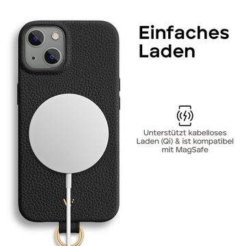wiiuka Handykette skiin LOOP Hülle für iPhone 14 Plus, Handyhülle / Kette, Handgefertigt - Deutsches Leder, Premium Case