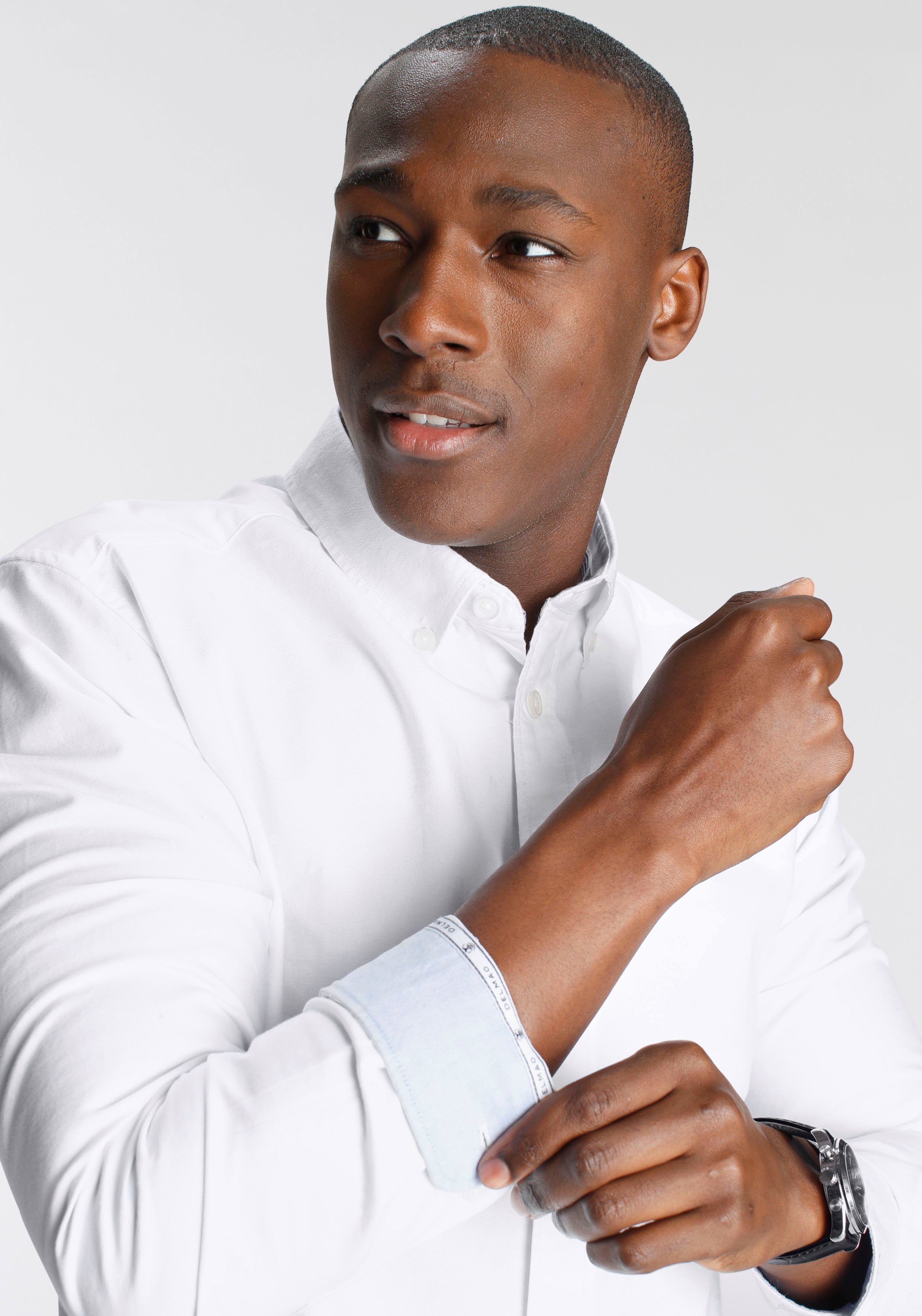 DELMAO Langarmhemd in Oxford Qualität