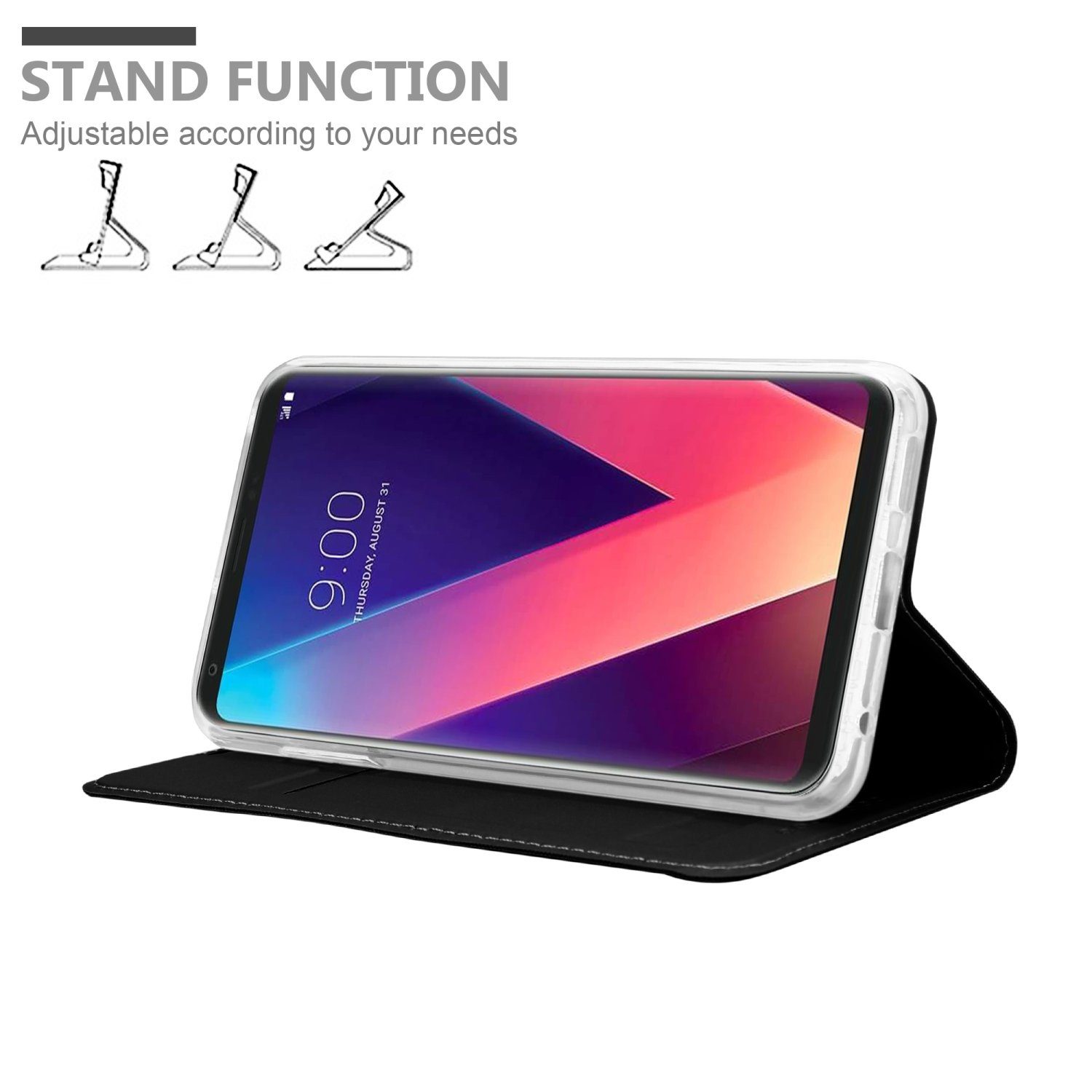 Cadorabo Handyhülle für LG V30 / V30+ / V30S / V30S+ Hülle LG V30 / V30+ / V30S / V30S+, Schutzhülle Hülle mit Standfunktion, Magnetverschluss und Kartenfach