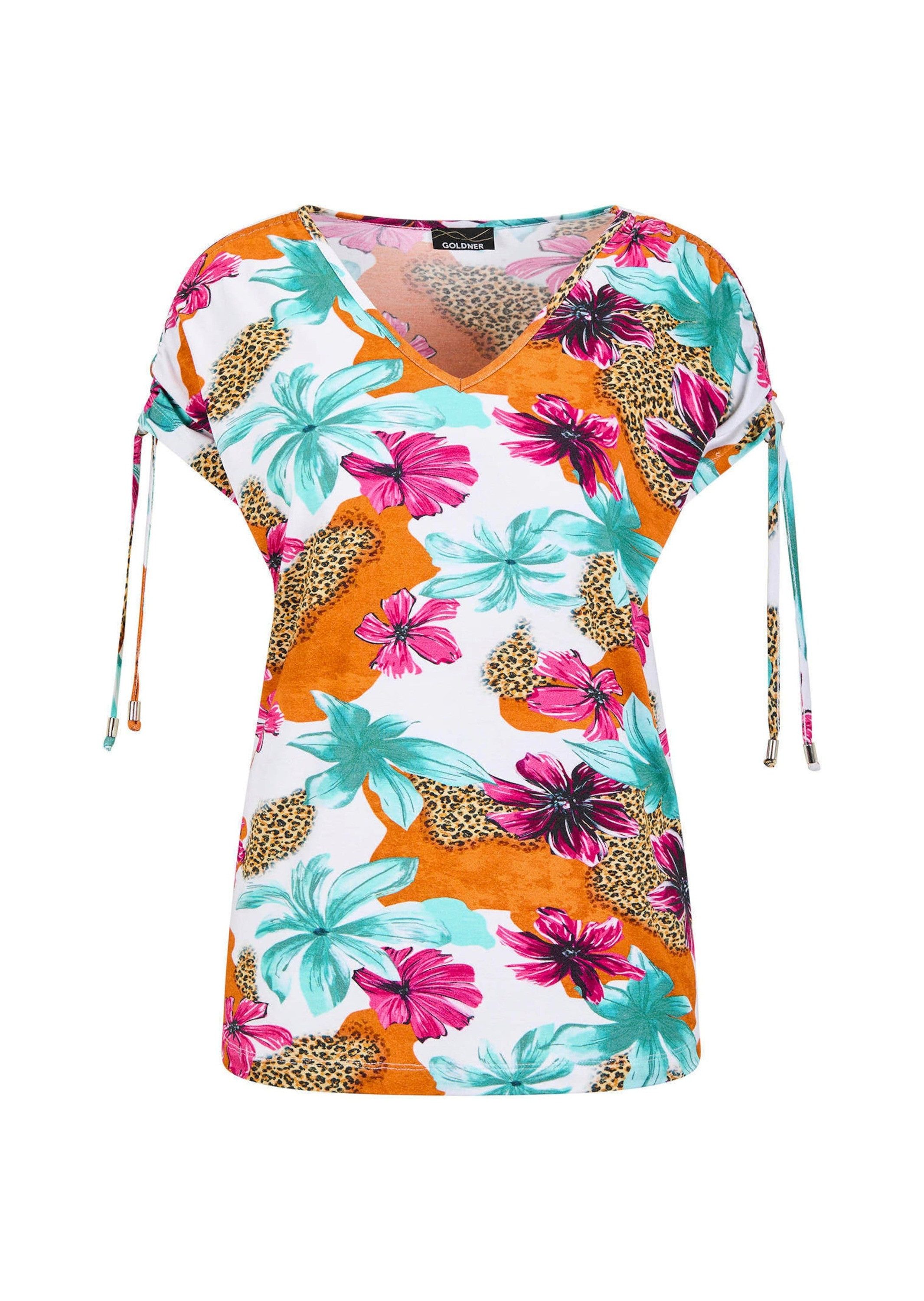 Print-Shirt Kurzgröße: Blusenshirt mit floralem Print