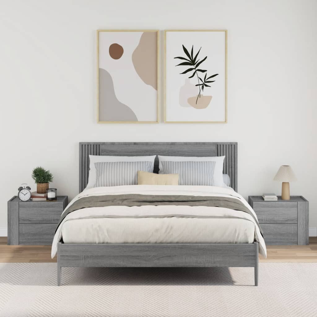 vidaXL Nachttisch Wand-Nachttische 2 Stk. Grau günstig online kaufen