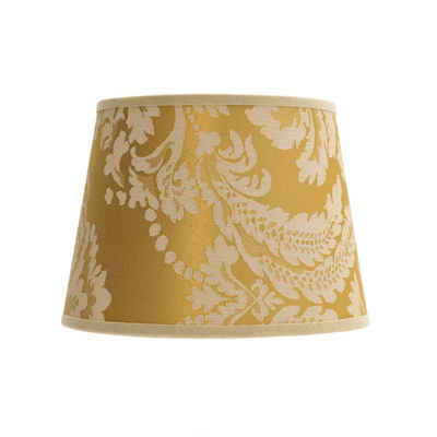 Licht-Erlebnisse Lampenschirm »WILLOW«, Stoff Leuchtenschirm Gold Barock Muster Tischlampe E14 Lampe