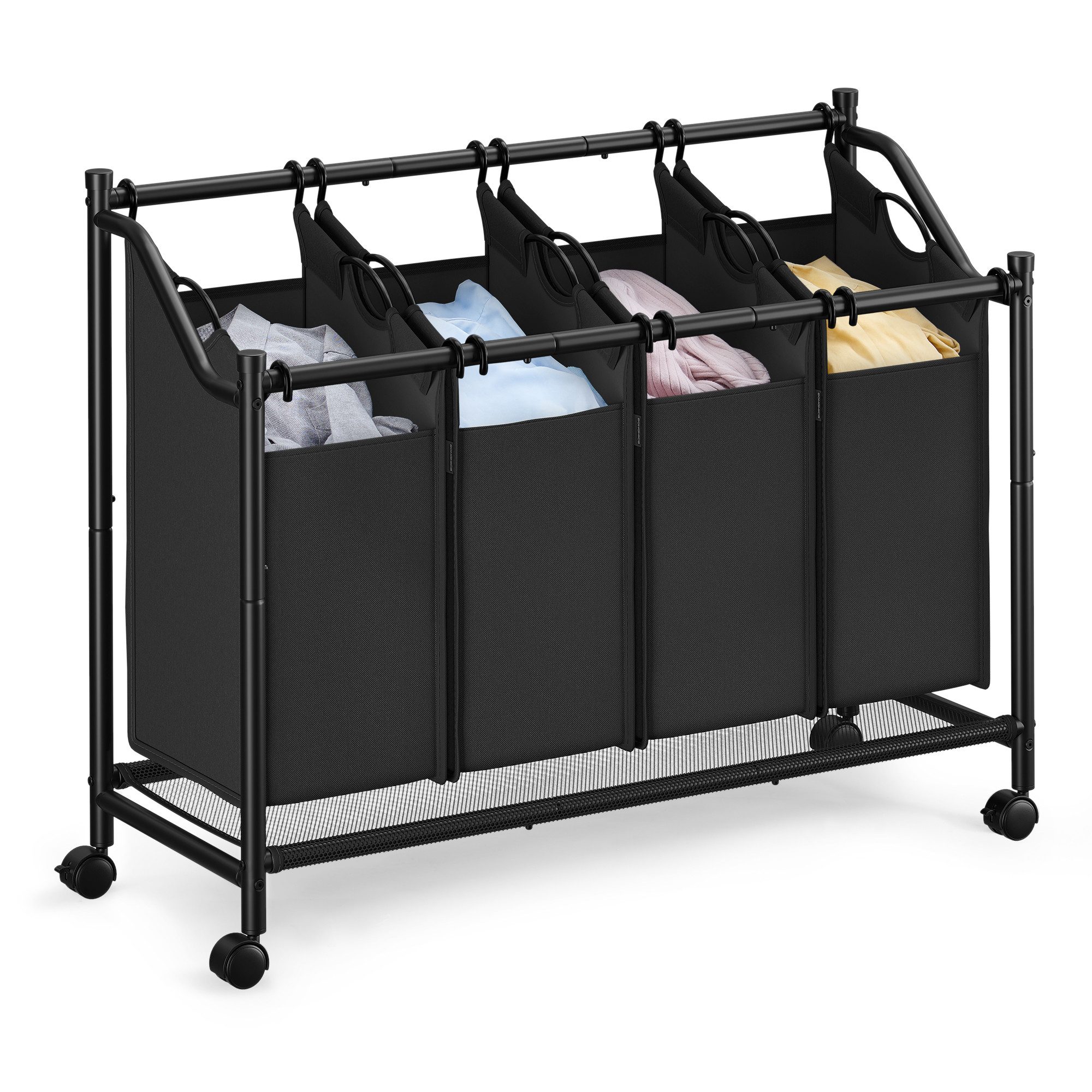 SONGMICS Wäschekorb, mit Rollen, abnehmbaren Wäschesäcken, Wäschewagen, 4 x günstig online kaufen