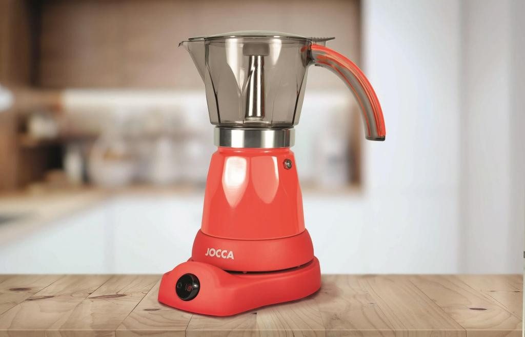 Jocca Espressomaschine Kaffeemaschine mit 0,25 L Kaffeekanne Rot für 6 Tassen und Warmhaltefunktion, 480W, Edelstahl, Warmhaltefunktion, transparente Kaffeekanne