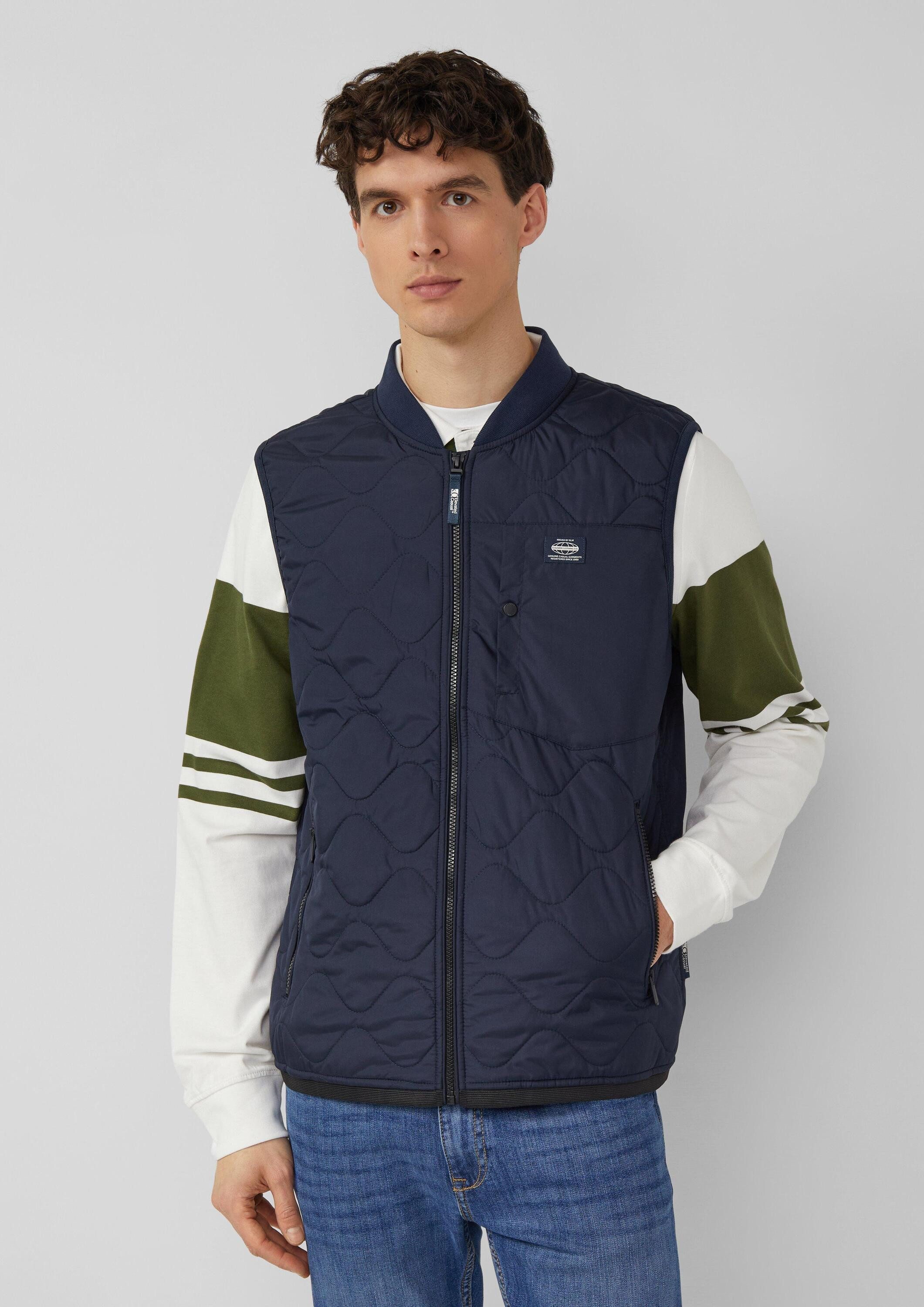 s.Oliver Outdoorjacke Outdoor-Weste Leichte Steppweste mit Bomberkragen im Workwear-Stil