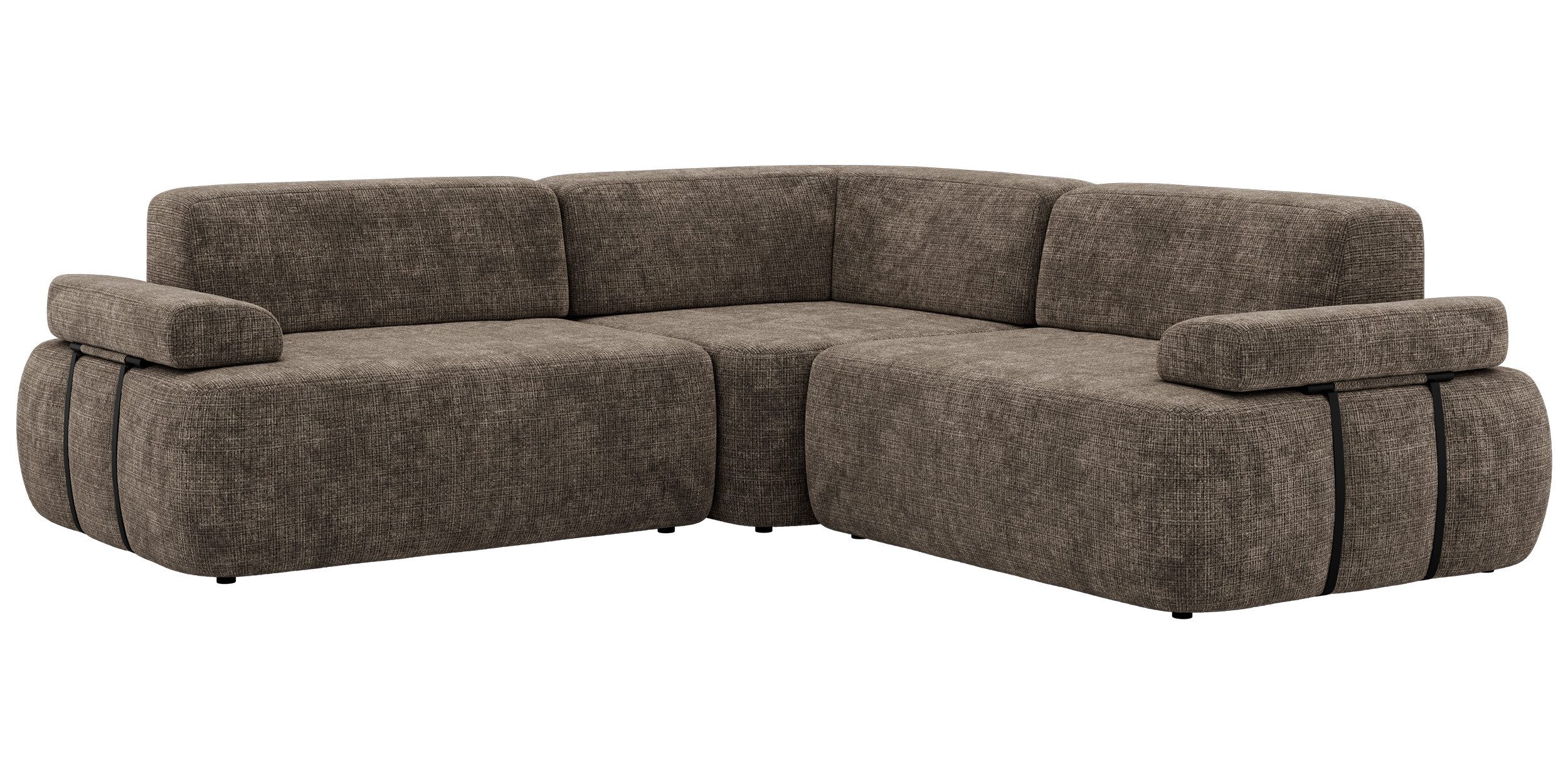 MKS MÖBEL Ecksofa MIREO L, mit verschiebbarer Rückenlehne & Sitztiefe 64/90 cm, 5-Sitzer, 257x257 cm, klappbare Armlehnen & Metallakzente