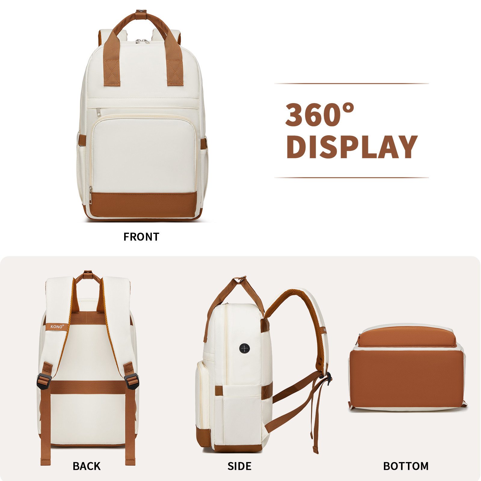 KONO Tagesrucksack Stylischer Laptop-Rucksack für Damen – 41x29x15cm (1-tlg)