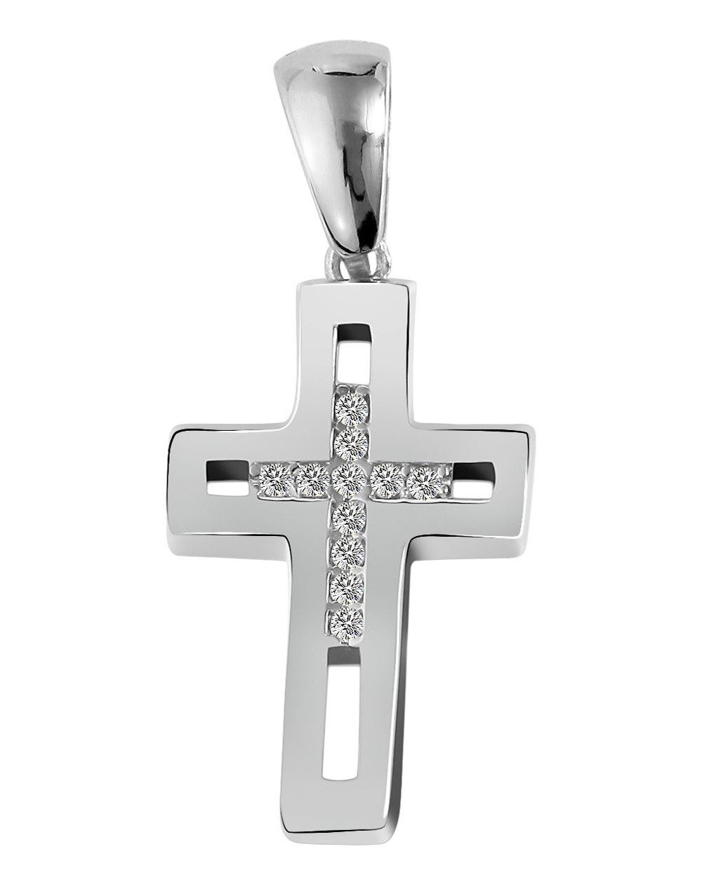 Kettenanhänger Anhänger – Kreuz Kreuzanhänger aus 925 Silber mit Zirkonia