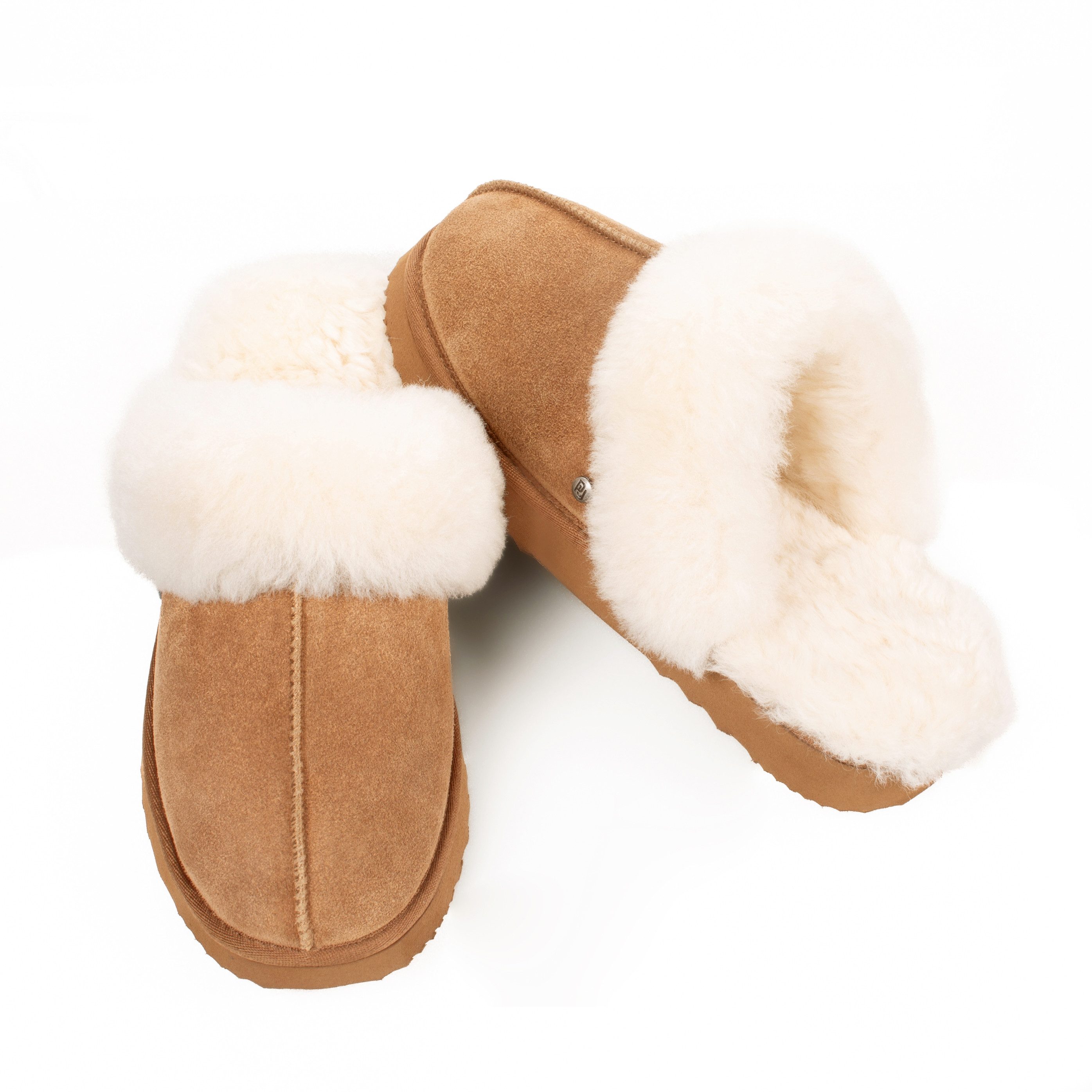 Damen Pantoffeln Slipper aus luxuriösem australischem Lammerfell Plüsch Hausschuhe