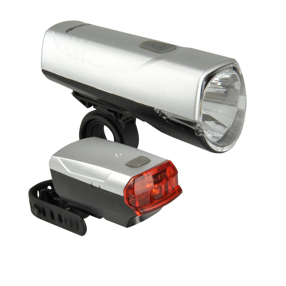 FISCHER Fahrrad Fahrradschlauch FISCHER Beleuchtungsset LED 10/20 Lux mit LED Rücklicht