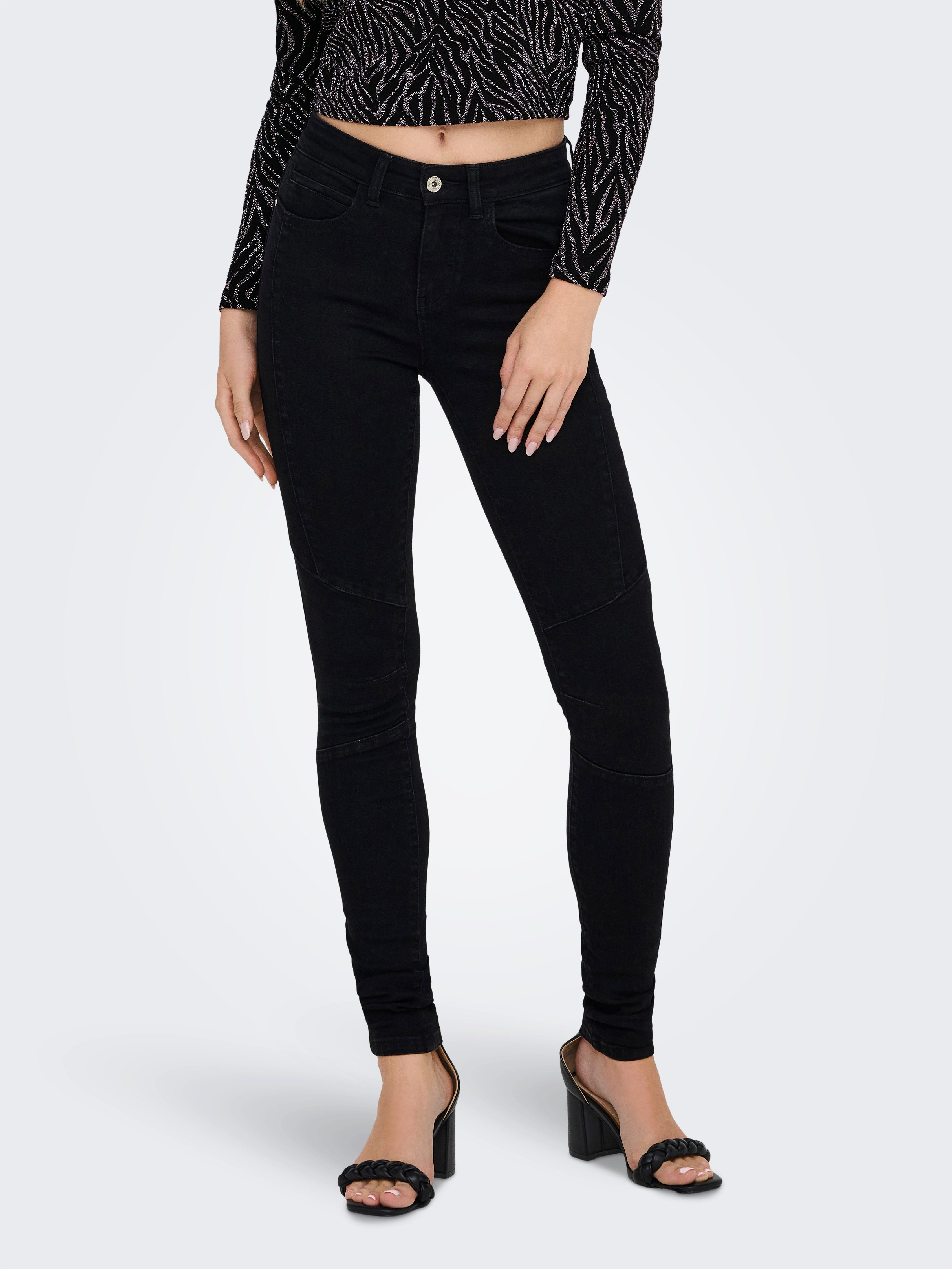 Skinny-fit-Jeans ONLHUSH MID WAIST SK BIKER COIN DNM MAS