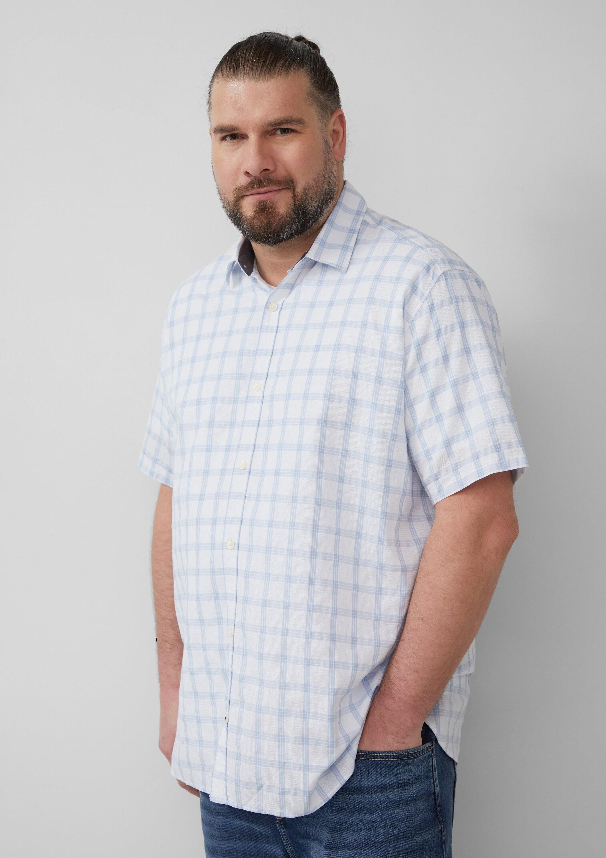 s.Oliver Kurzarmhemd Hemd Kariertes Kurzarmhemd mit Waschung