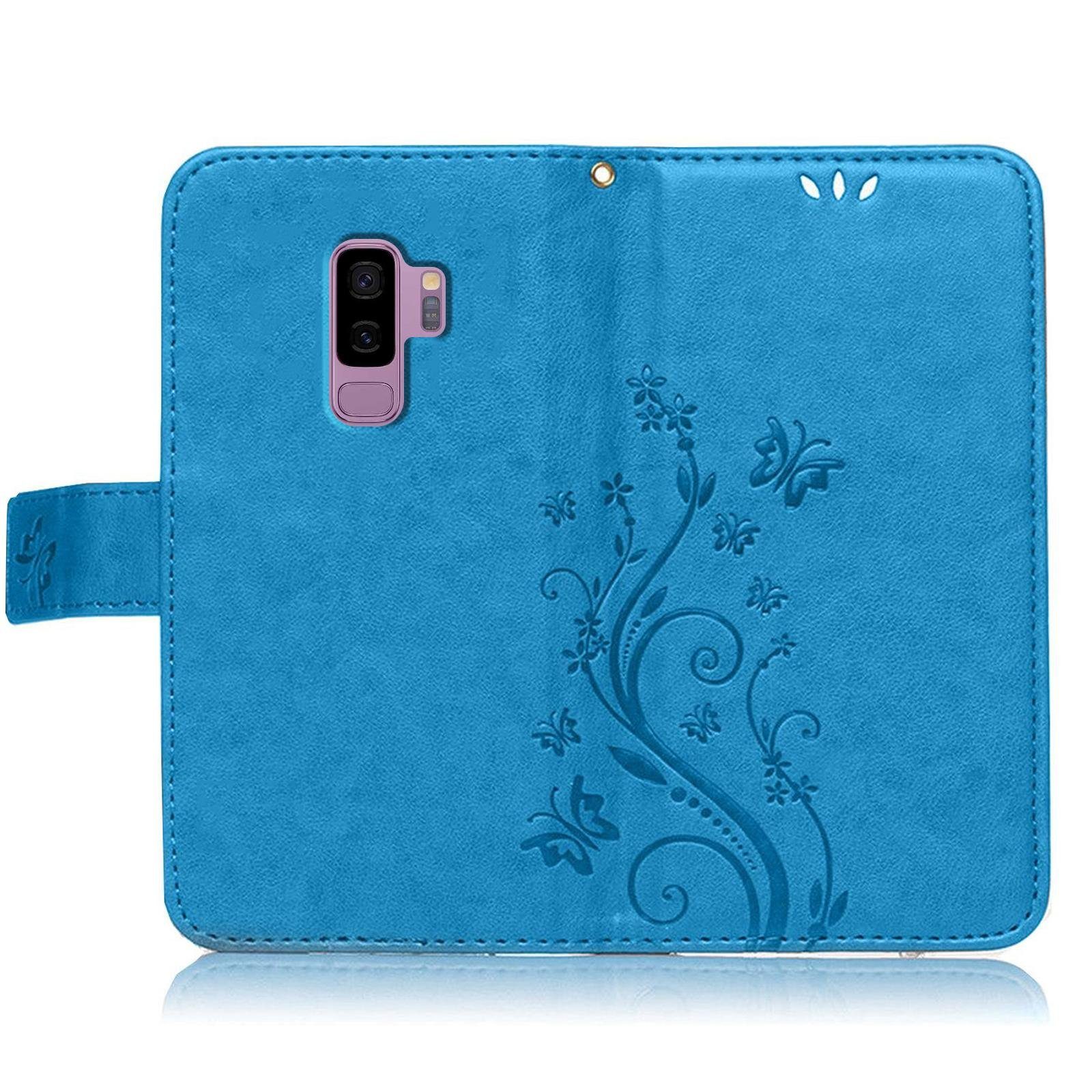 Numerva Handyhülle Bookstyle Flower für Samsung Galaxy S9 Plus, Handy Tasche Schutzhülle Klapphülle Flip Cover mit Blumenmuster