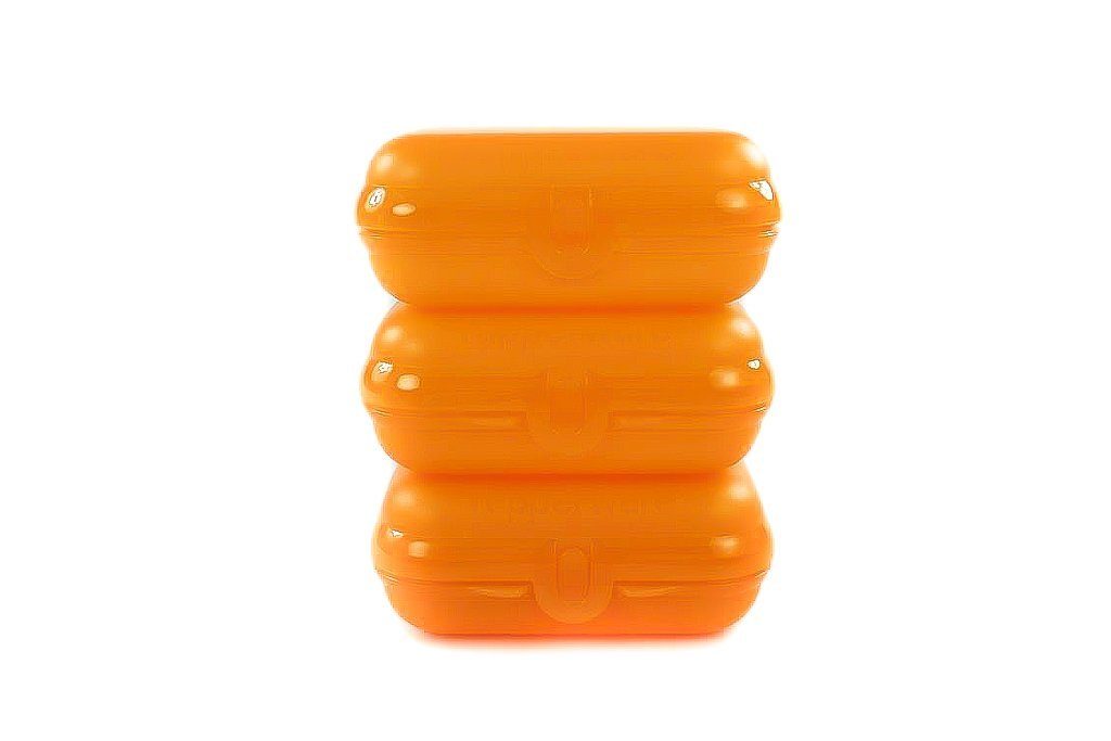 TUPPERWARE Lunchbox Twin orange klein Größe 2 Lunchbox (3) + SPÜLTUCH, Snackbox