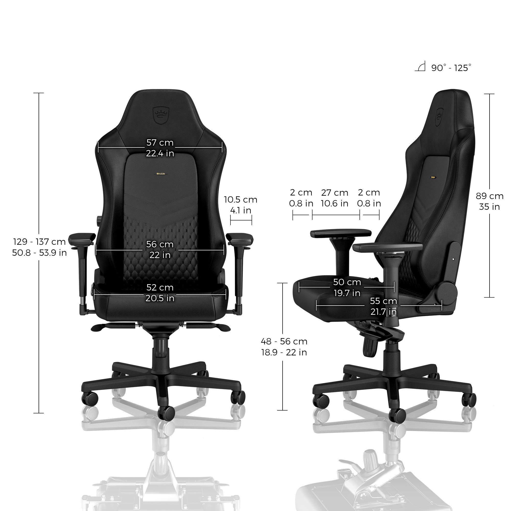 Noblechairs Gaming-Stuhl noblechairs HERO Echtleder Gaming Stuhl - schwarz/schwarz