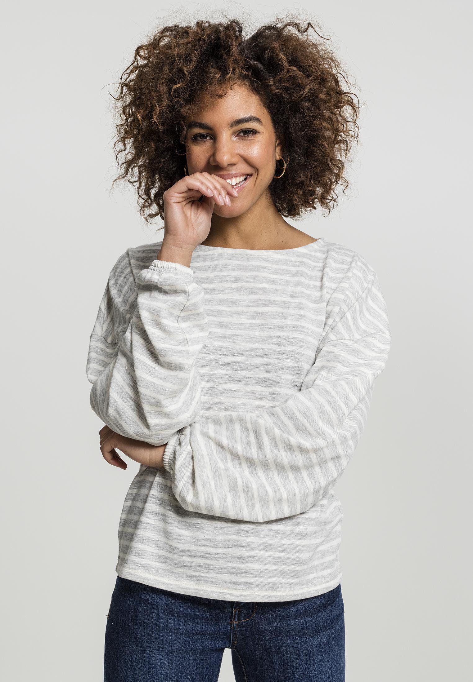 URBAN CLASSICS Sweatshirt Ladies Oversize Stripe Pullover gestreifter Pulli
