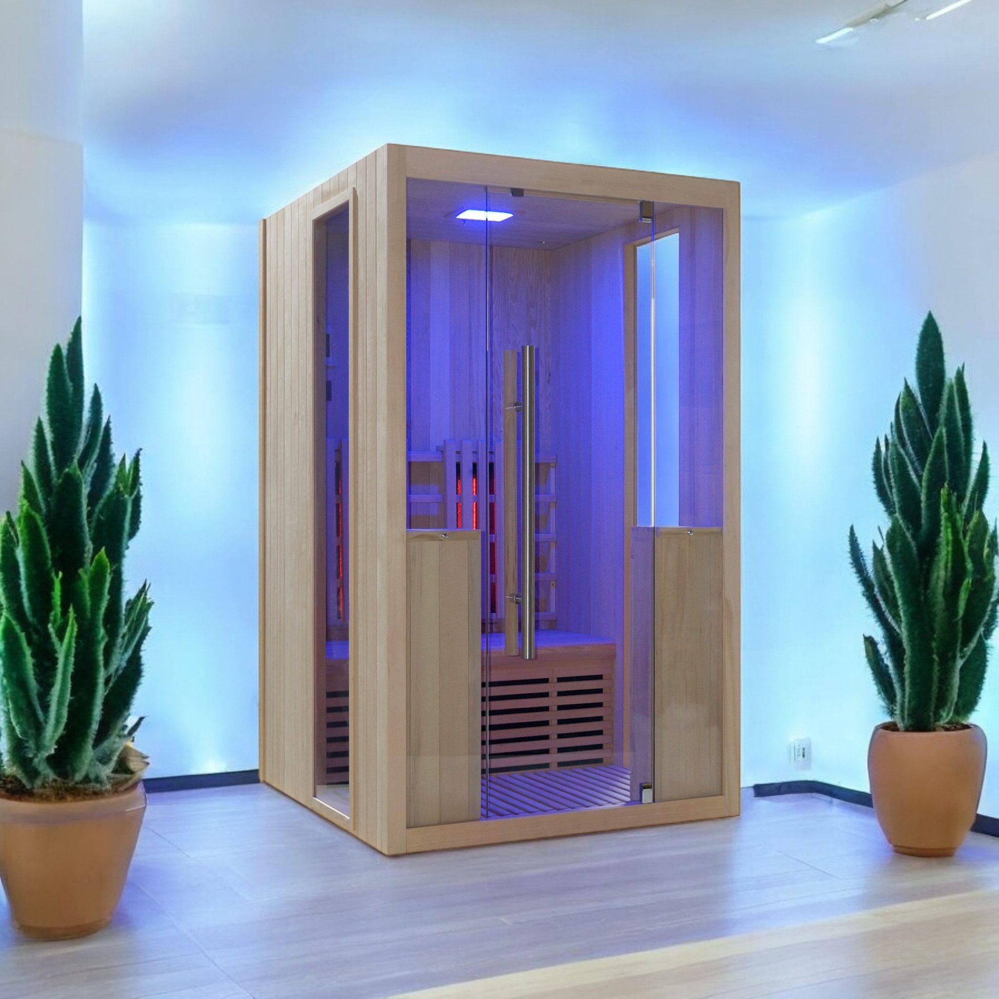 WELCON Infrarotkabine Easytherm Duo Wärmekabine Vollholz Hemlock für zwei Personen, BxTxH: 124,00 x 120,50 x 200 cm